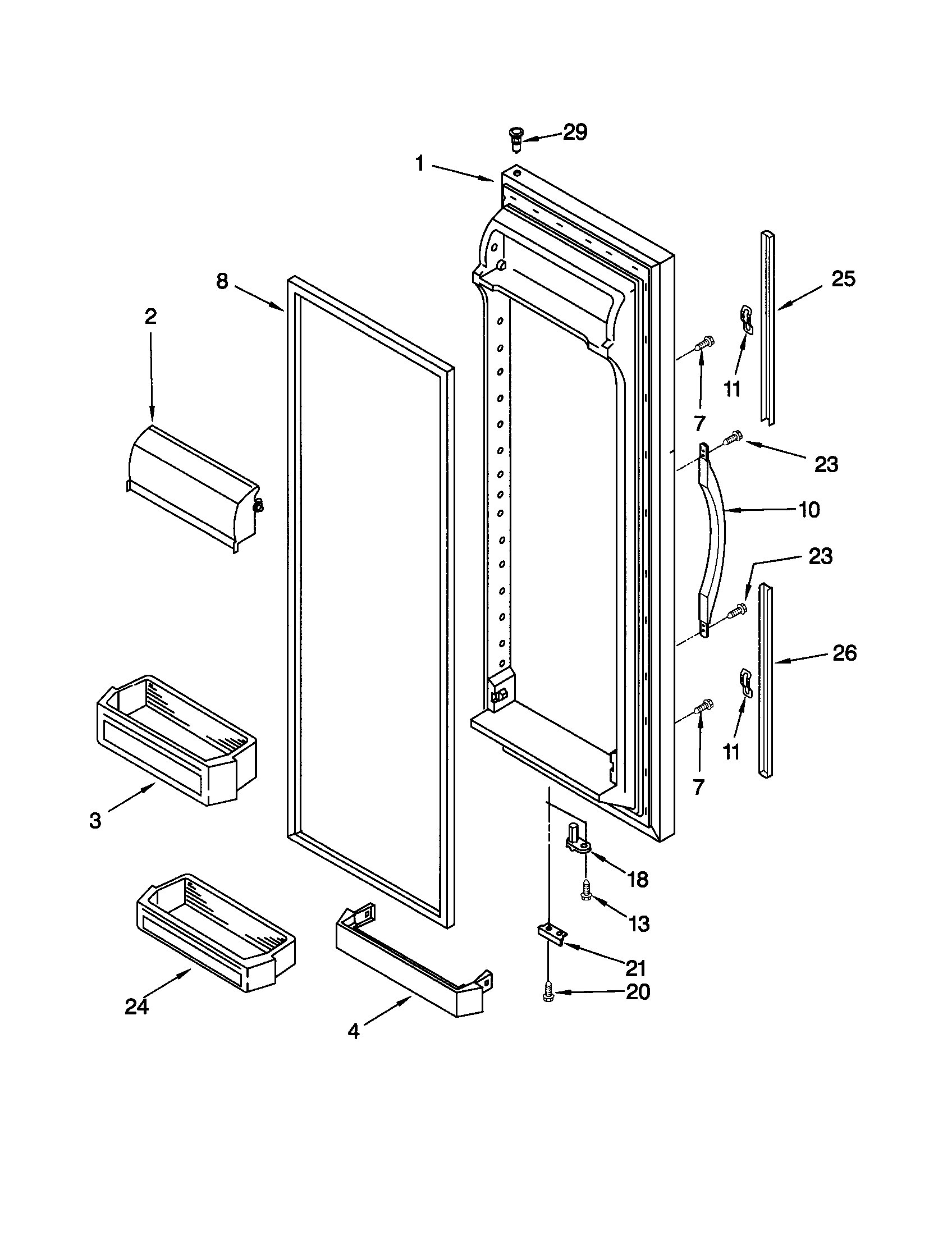 10651069100 Refrigerator door appliance exploded-view parts diagram