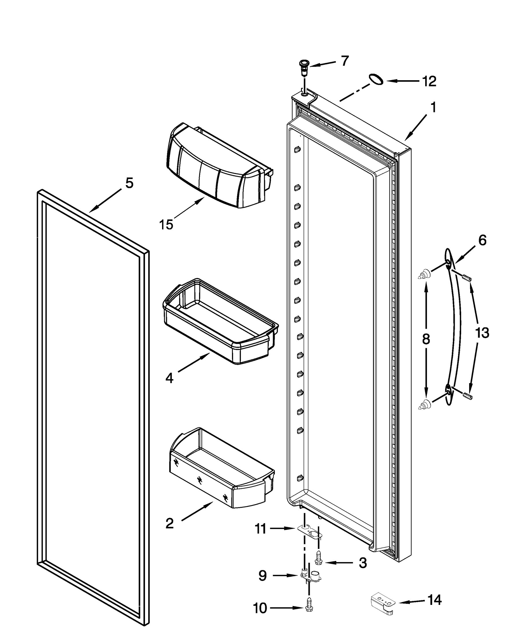 10651783413 Refrigerator door parts appliance exploded-view parts diagram