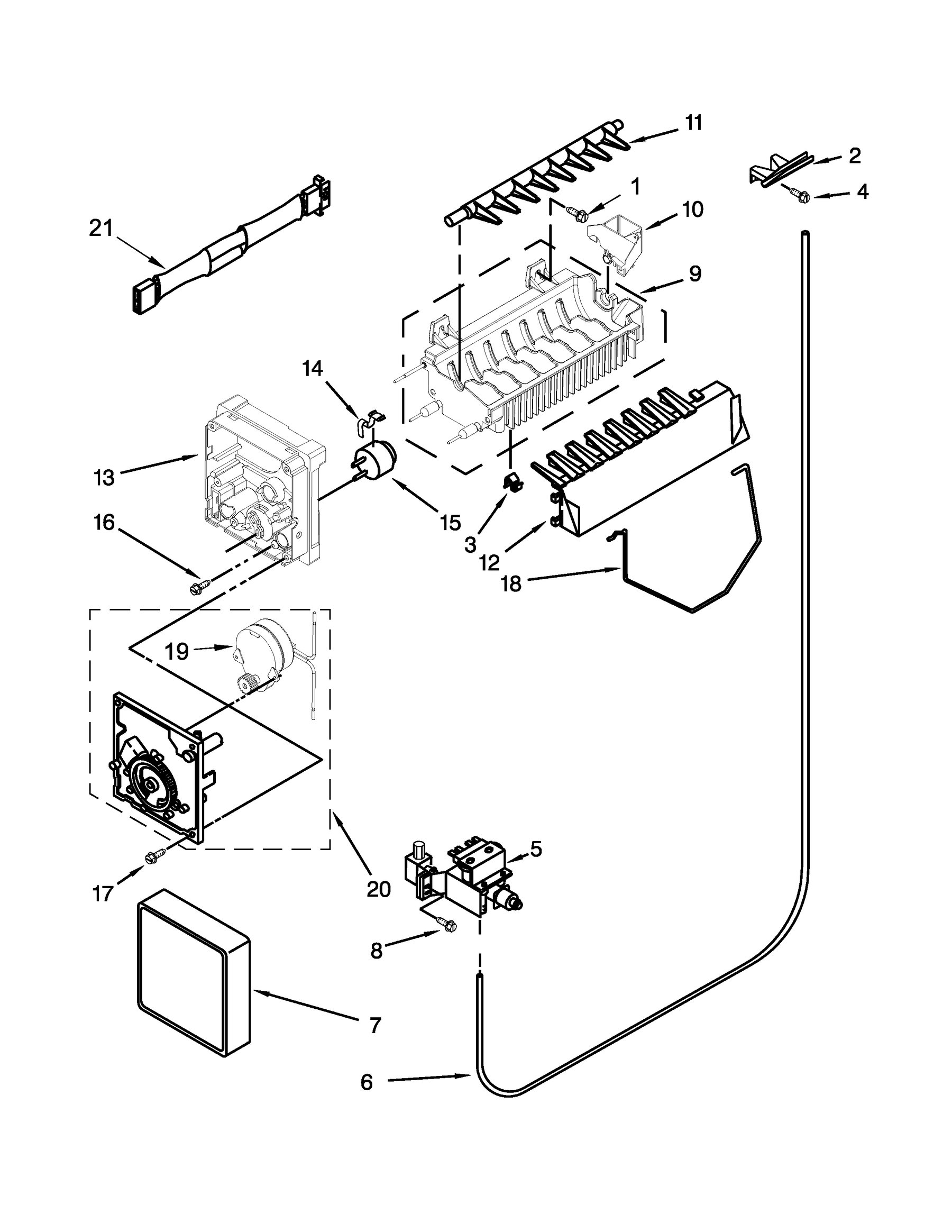 10651792411 Ice maker parts appliance exploded-view parts diagram
