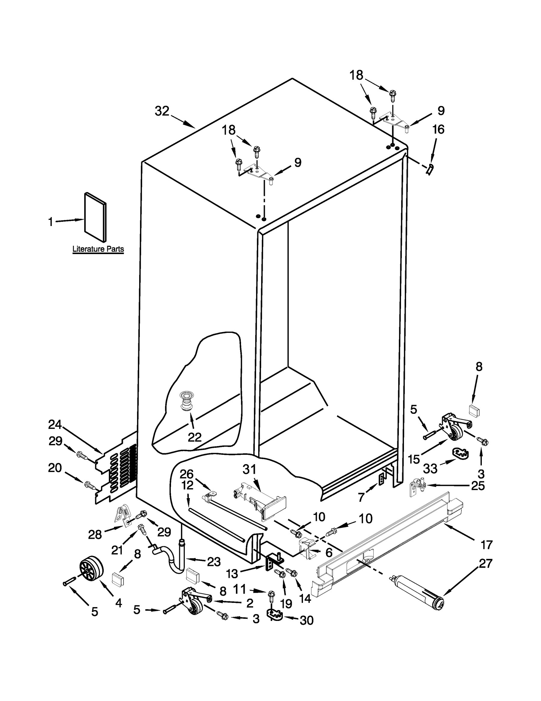 10651799410 Cabinet parts appliance exploded-view parts diagram