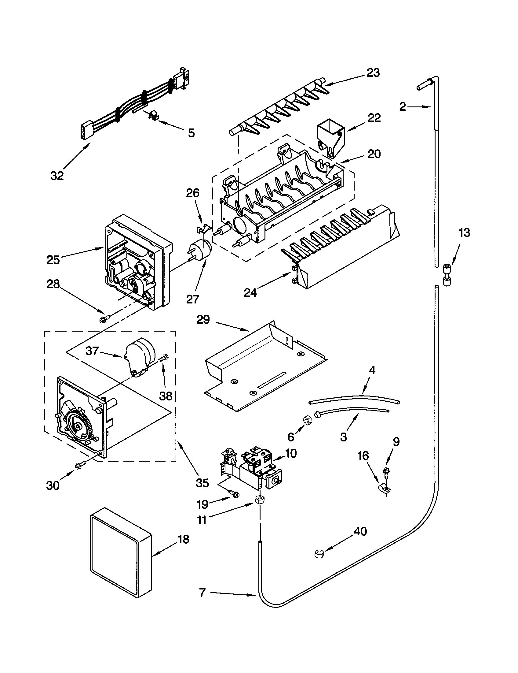 10652569100 Icemaker appliance exploded-view parts diagram