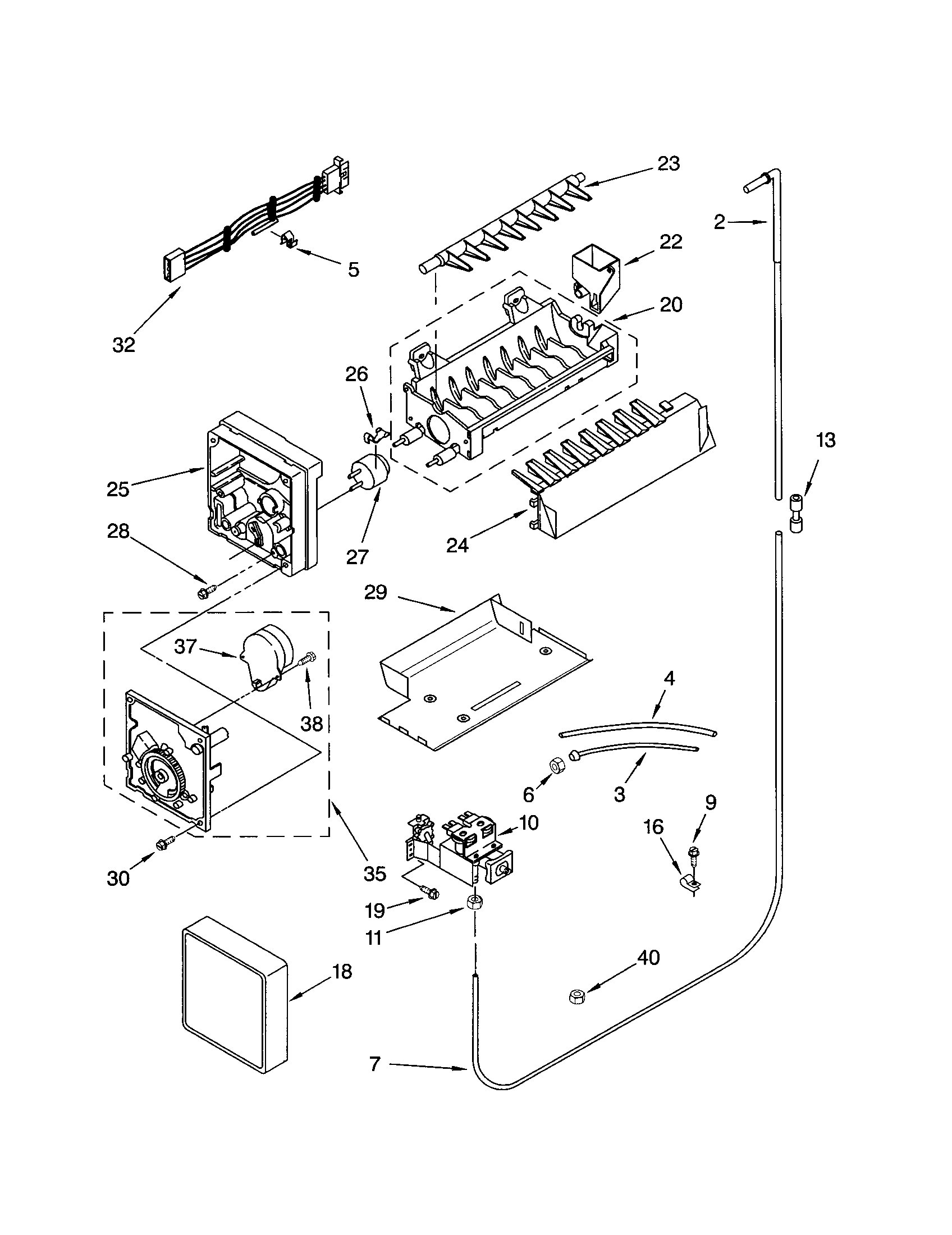 10652604100 Icemaker appliance exploded-view parts diagram