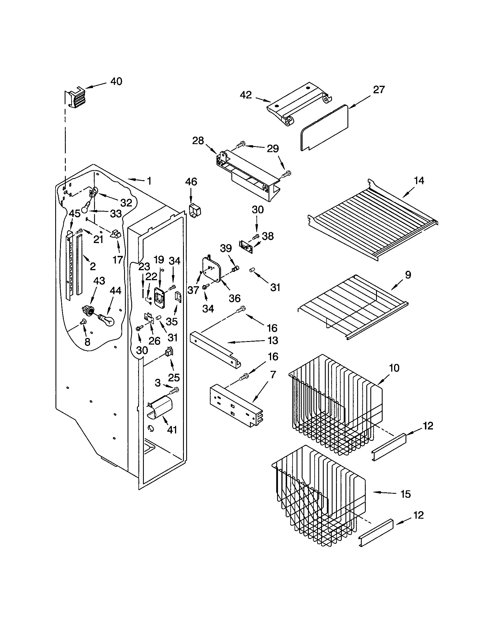 10653564201 Freezer liner appliance exploded-view parts diagram