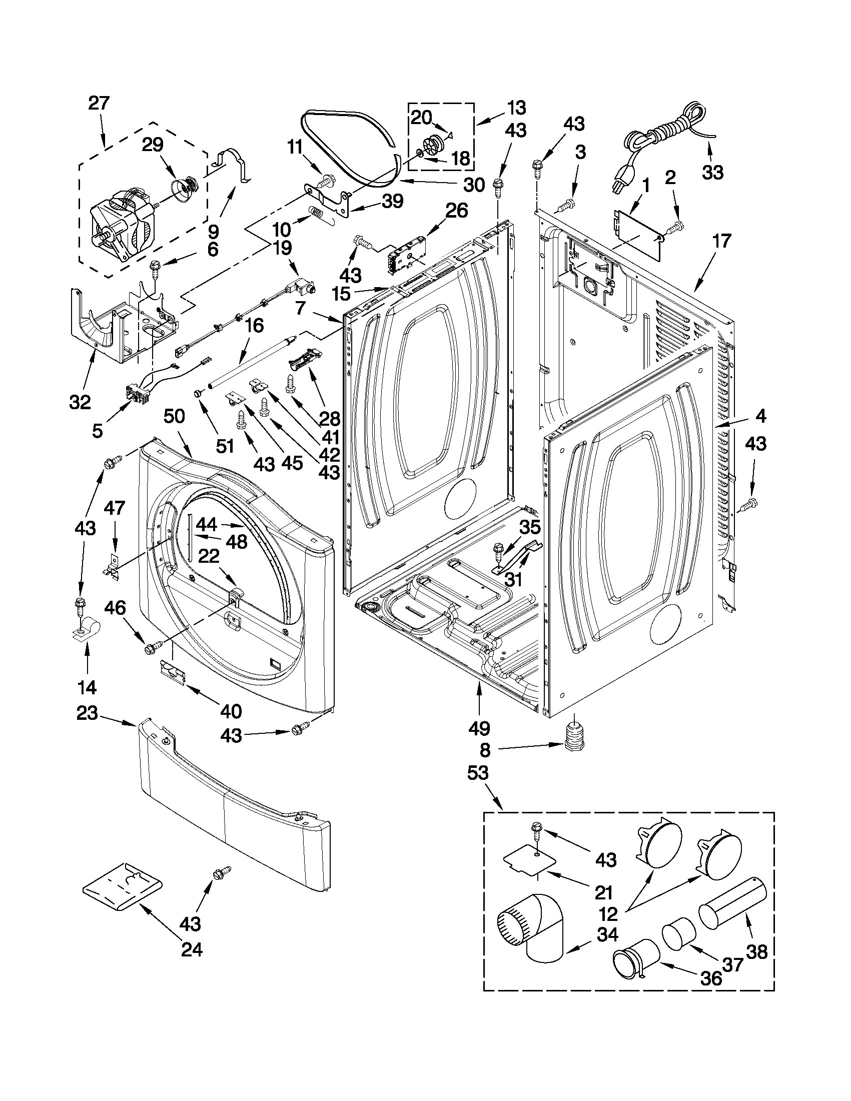 7MWGD9270XL1 Cabinet parts appliance exploded-view parts diagram