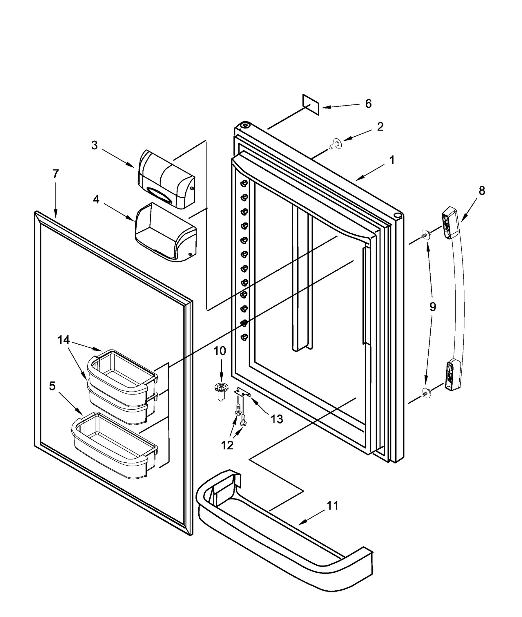 ABB1924BRM02 Refrigerator door parts appliance exploded-view parts diagram