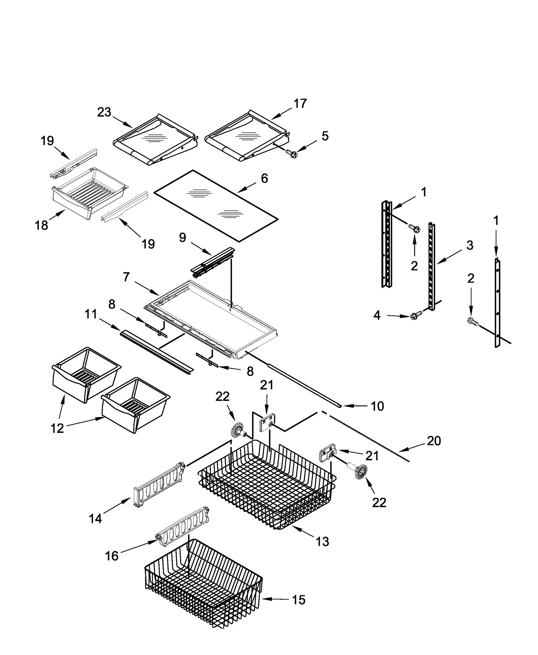 ABB1924BRM02 Shelf parts appliance exploded-view parts diagram