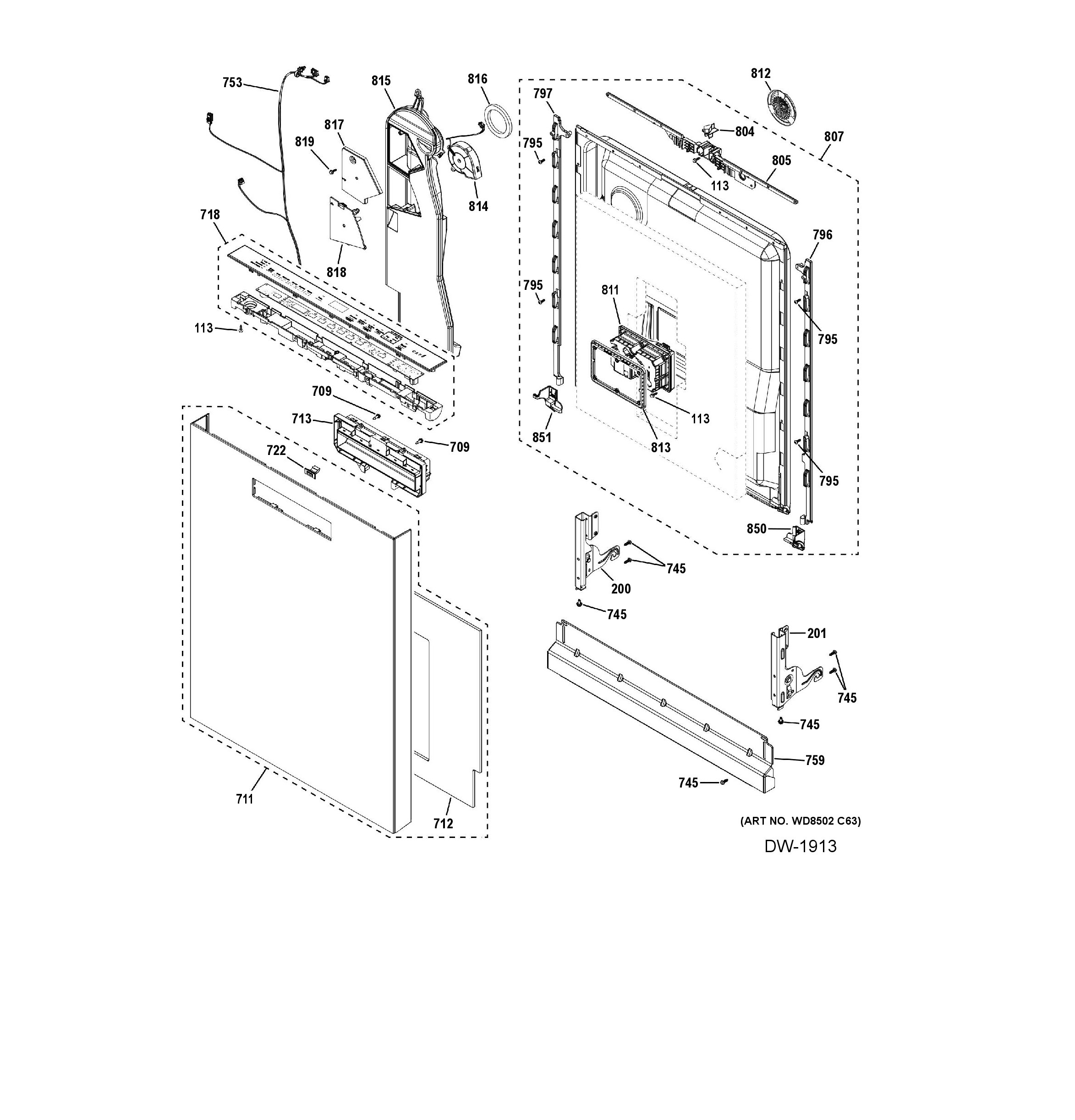 CDP888M5V1S5 Exploded View 2 appliance exploded-view parts diagram
