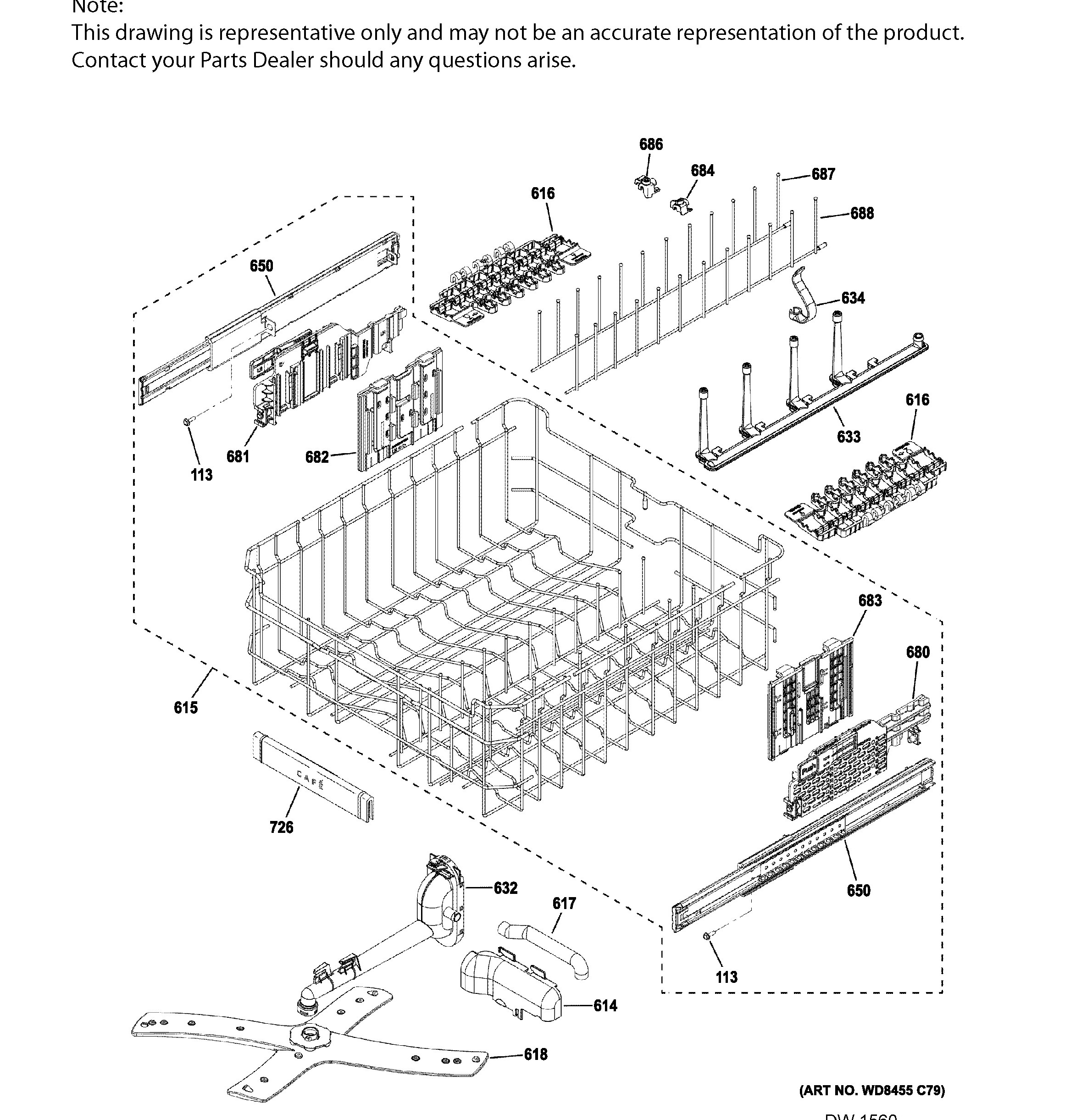 CDT875P2N2S1 Exploded View 4 appliance exploded-view parts diagram