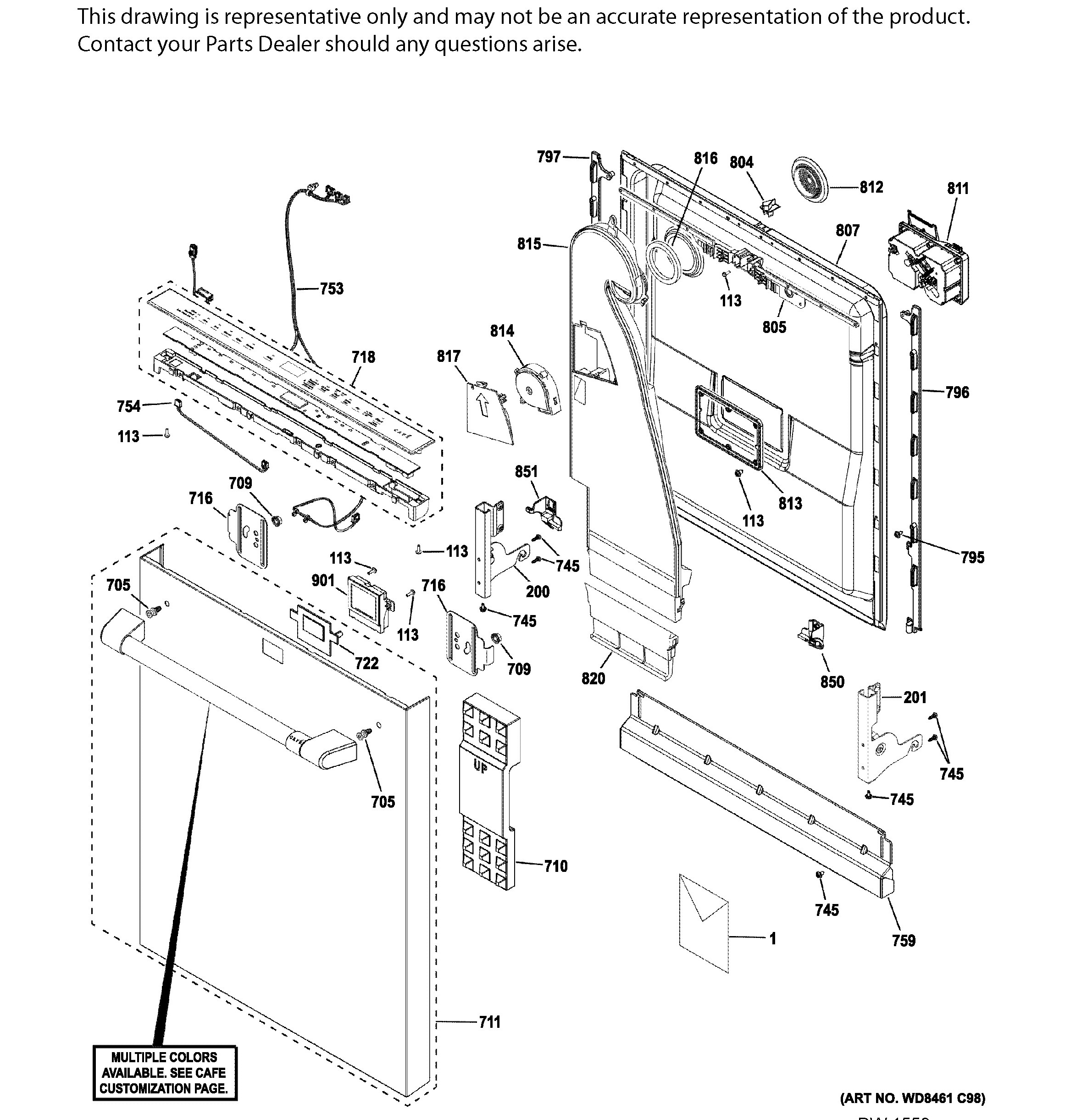 CDT875P2N2S1 Exploded View 3 appliance exploded-view parts diagram