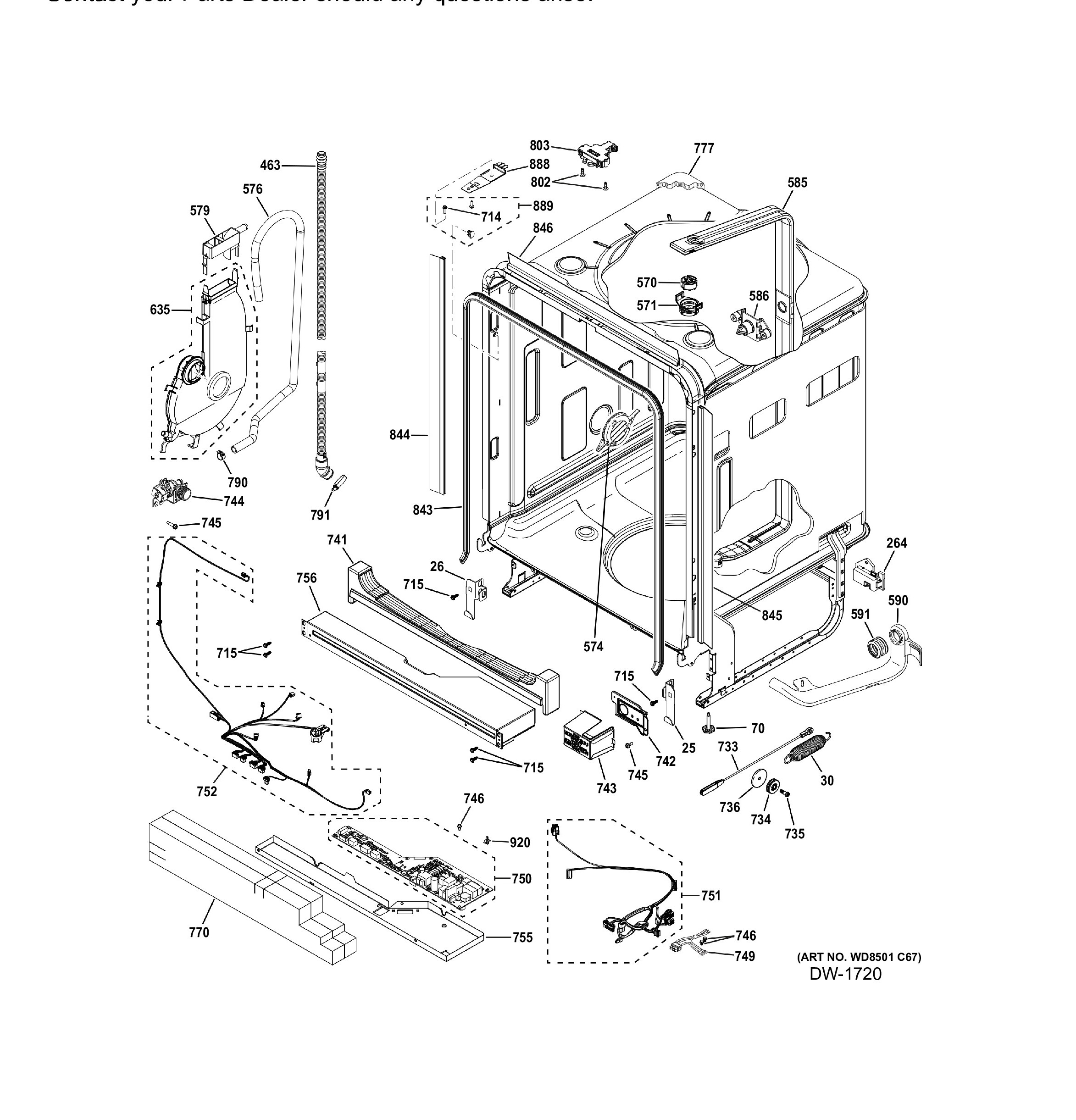 CDT875P4N5W2 Exploded View 8 appliance exploded-view parts diagram