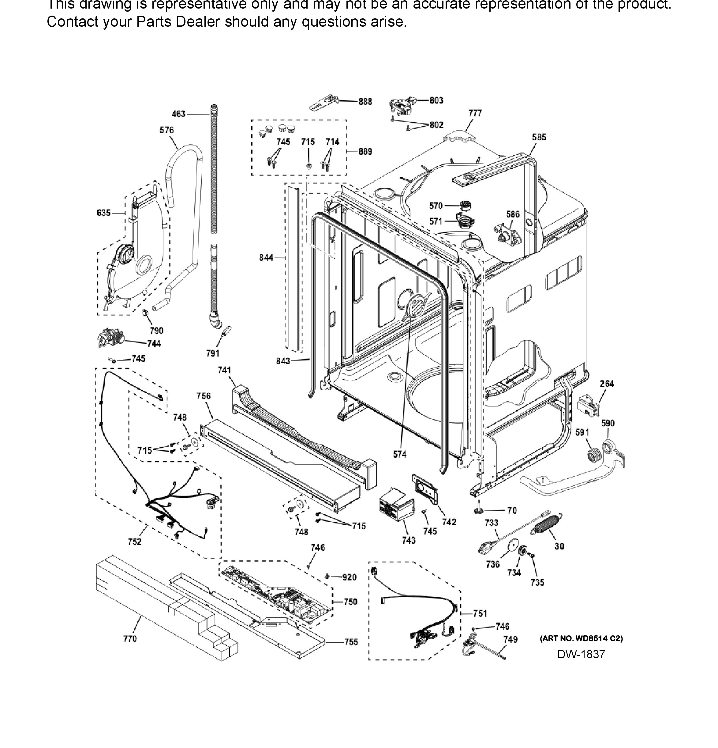 CDT875P4NBW2 Exploded View 4 appliance exploded-view parts diagram