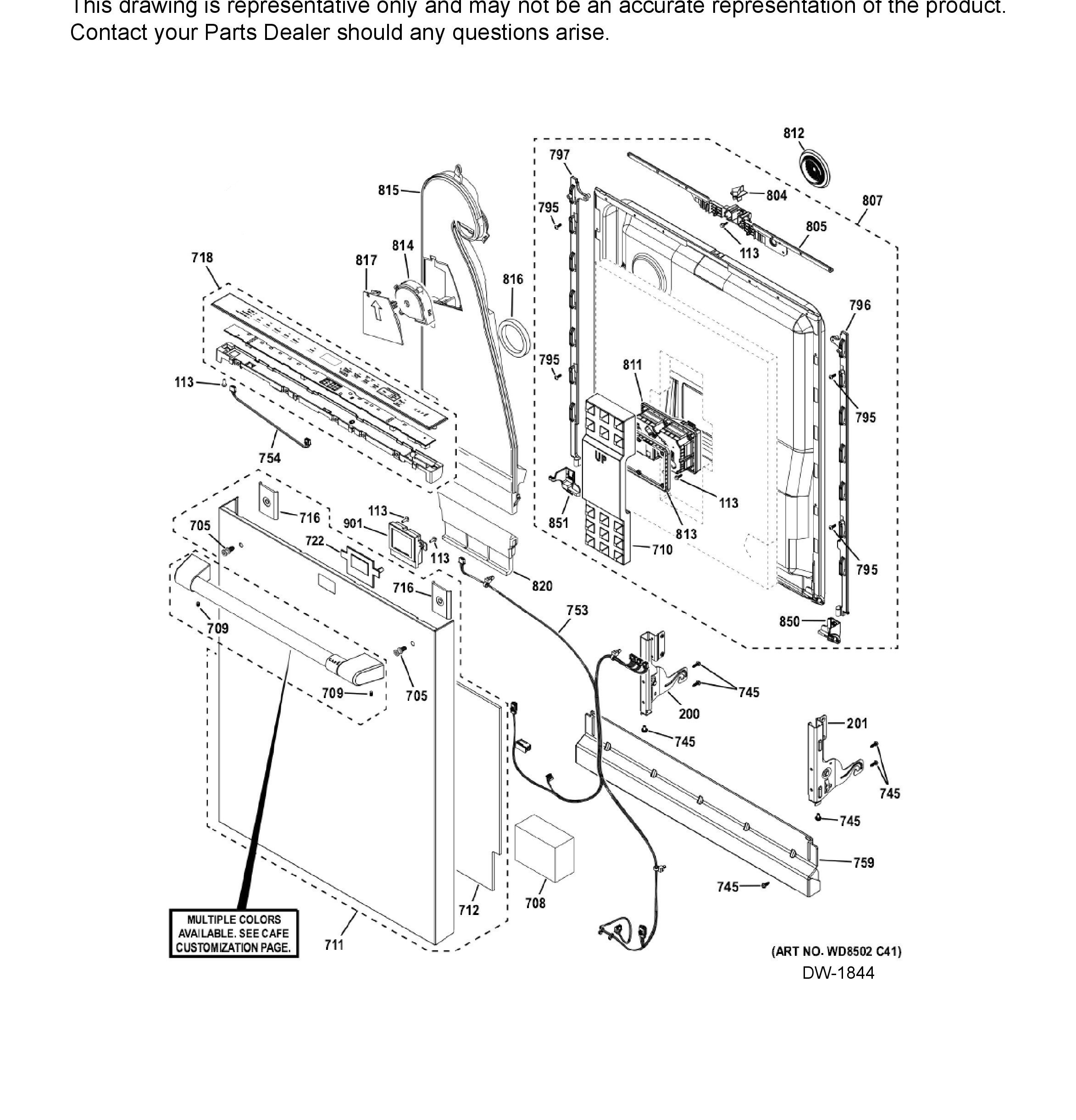 CDT875P4NBW2 Exploded View 3 appliance exploded-view parts diagram