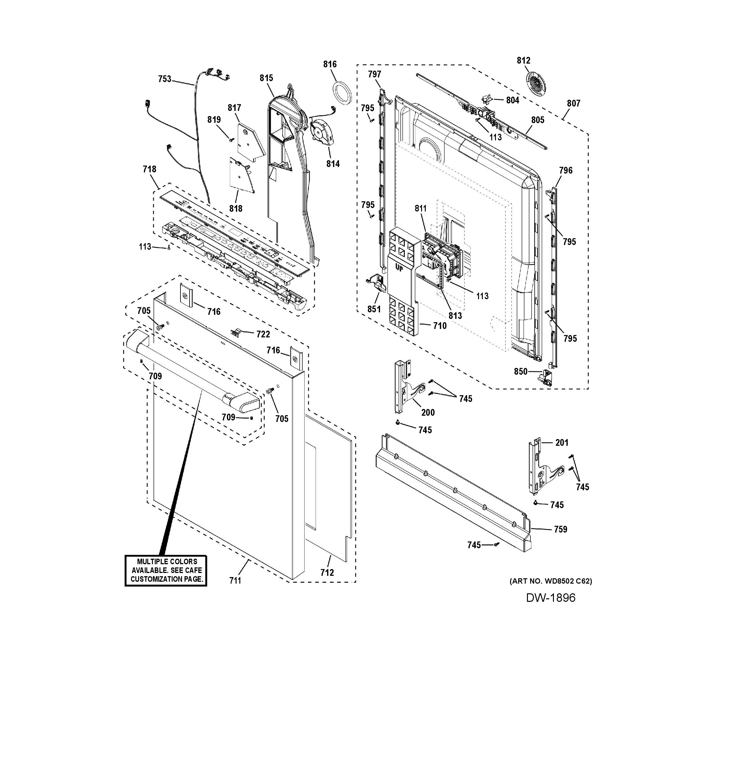 CDT888P3V2D1 Exploded View 4 appliance exploded-view parts diagram