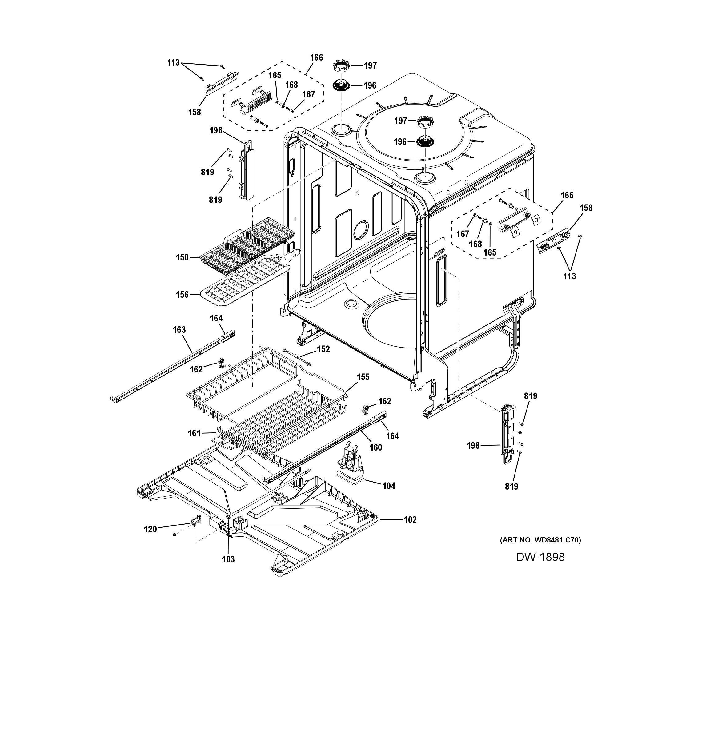 CDT888P3V2D1 Exploded View 6 appliance exploded-view parts diagram