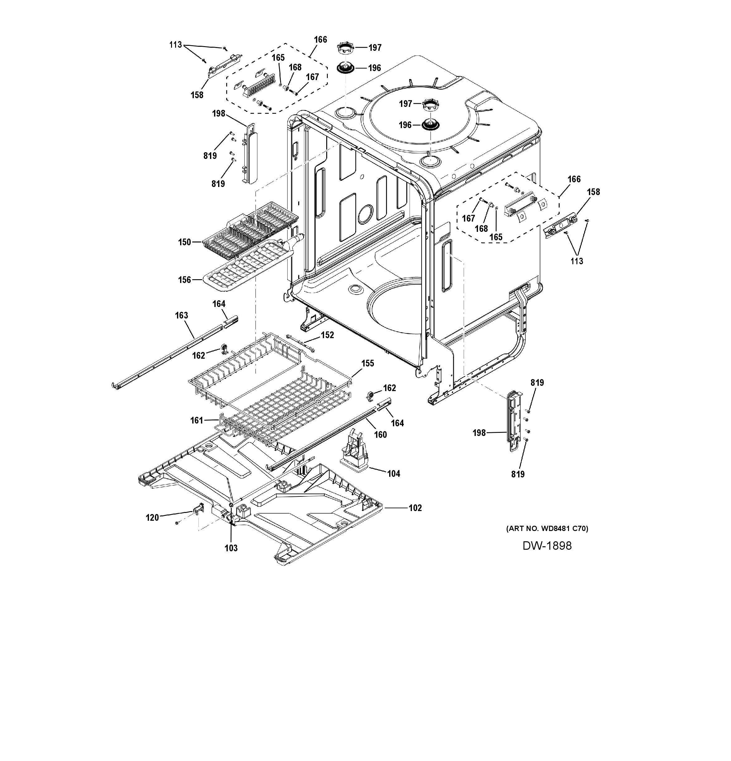 CDT888P4V1W2 Exploded View 6 appliance exploded-view parts diagram