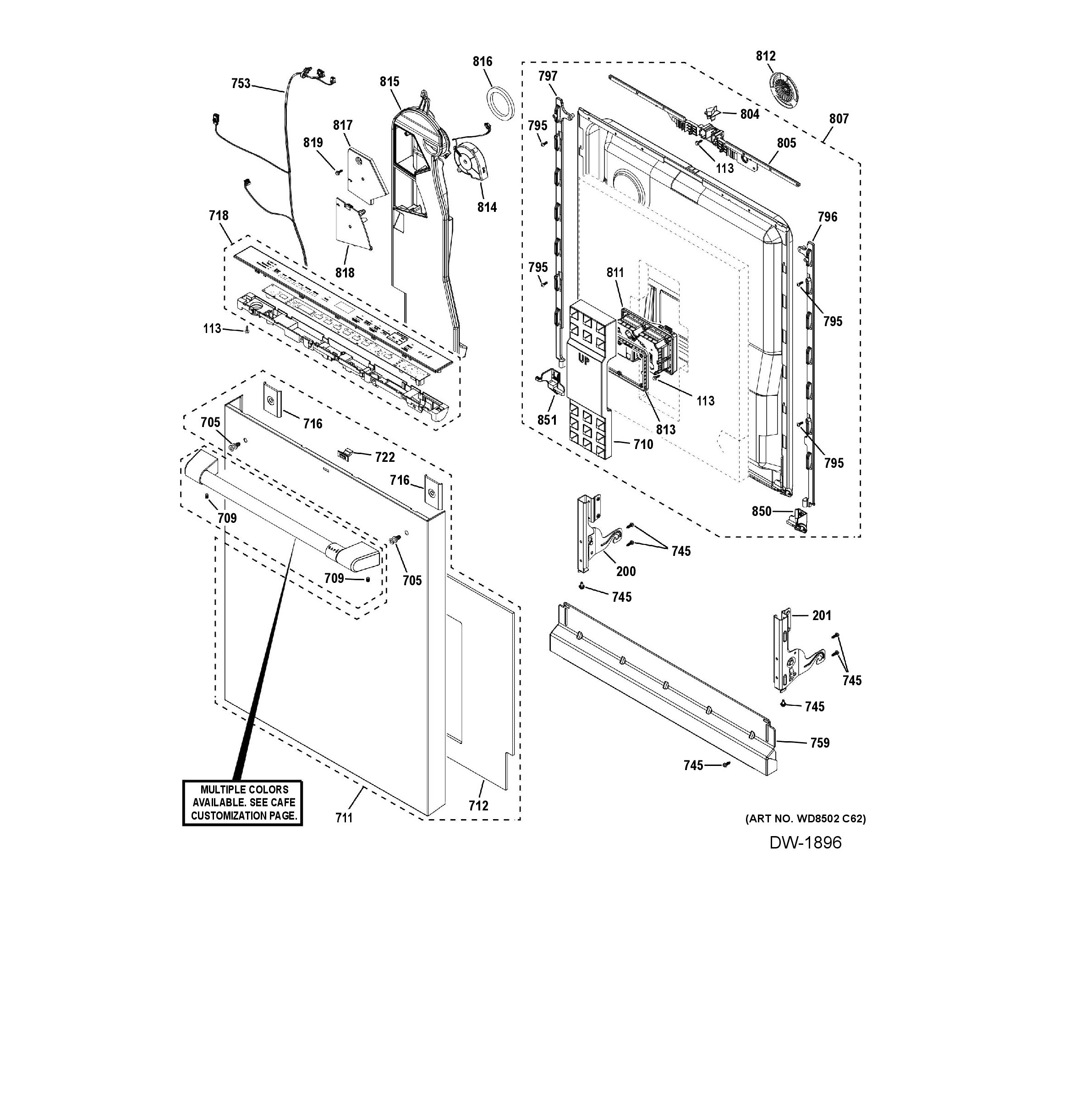 CDT888P4V1W2 Exploded View 4 appliance exploded-view parts diagram