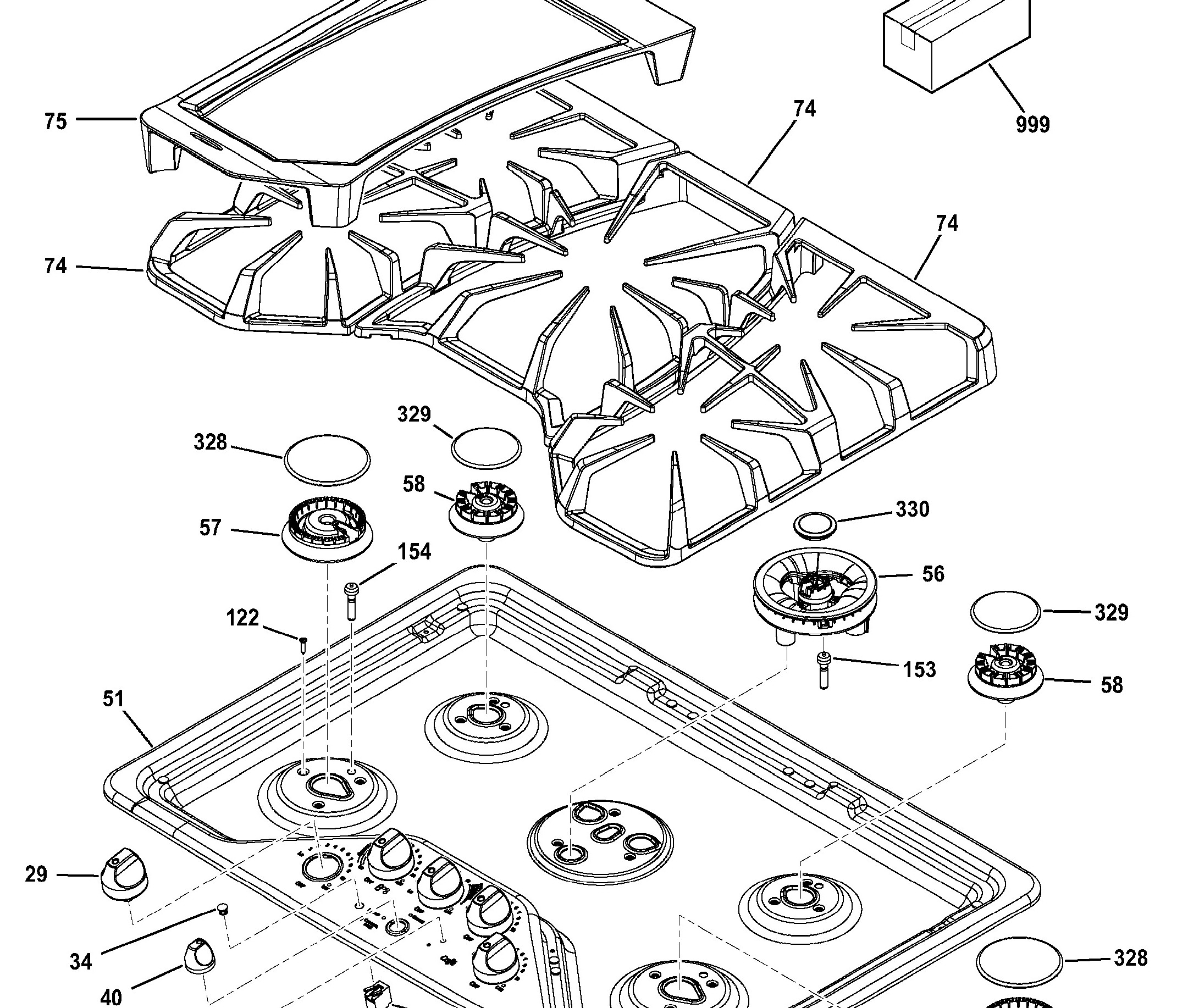 CGP350SET1SS Exploded View 1 appliance exploded-view parts diagram