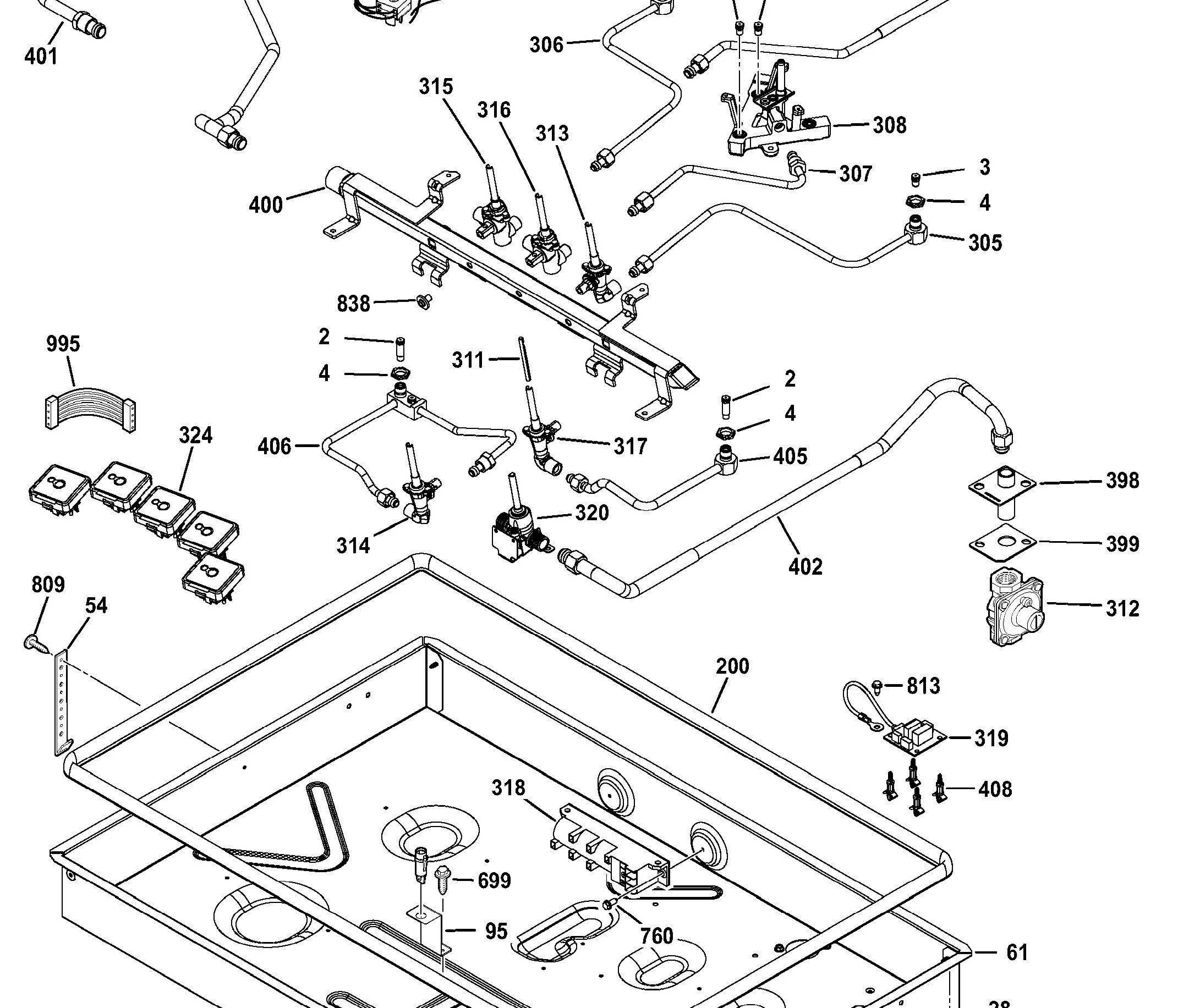 CGP350SET1SS Exploded View 2 appliance exploded-view parts diagram
