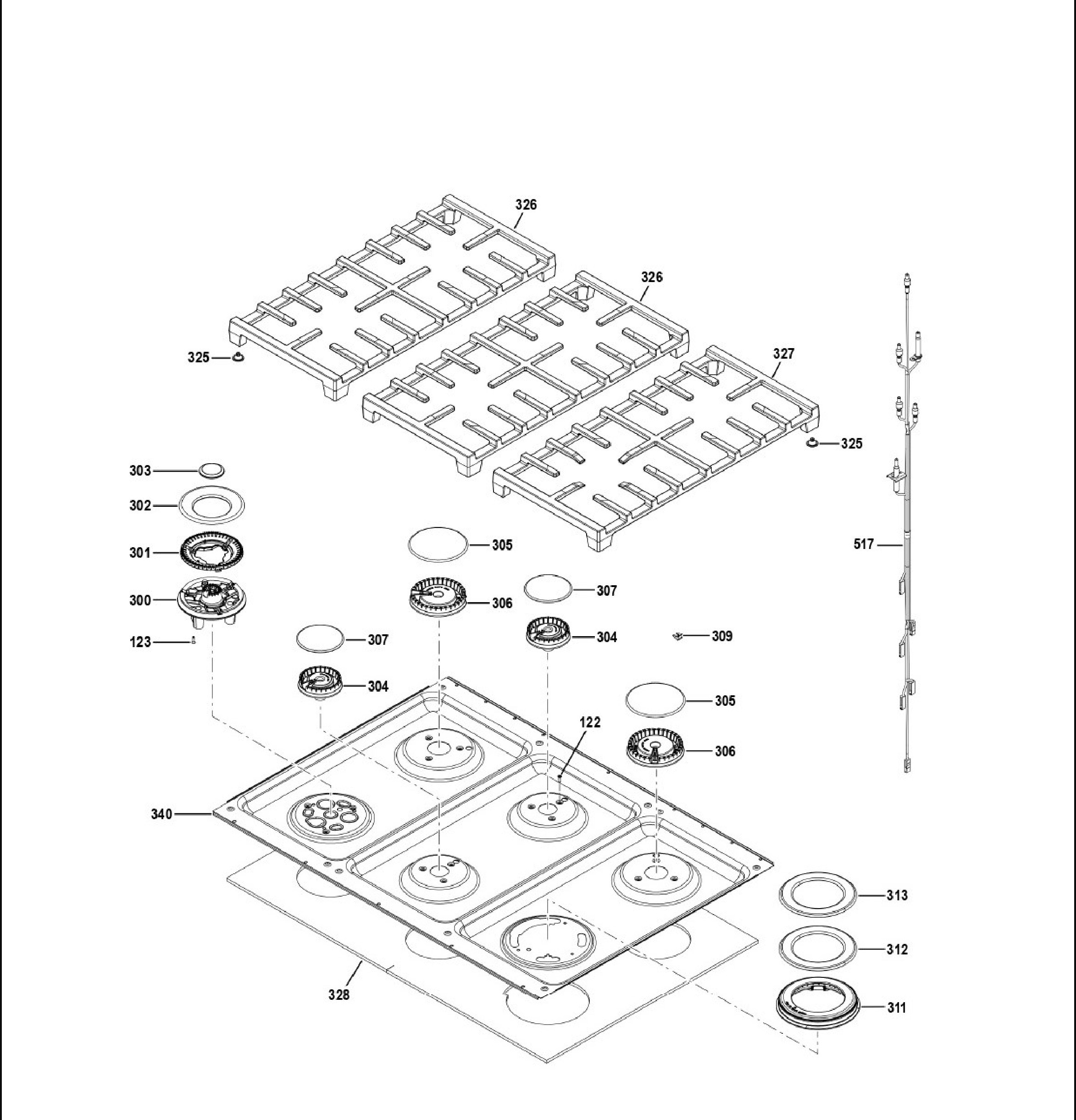 CGY366P2T2S1 Exploded View 1 appliance exploded-view parts diagram