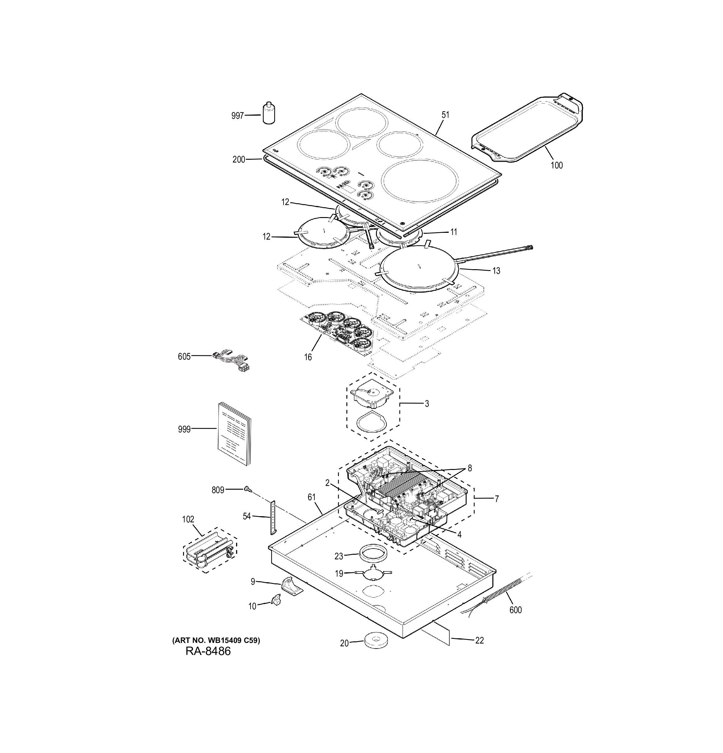 CHP9530SJ3SS Exploded View 1 appliance exploded-view parts diagram