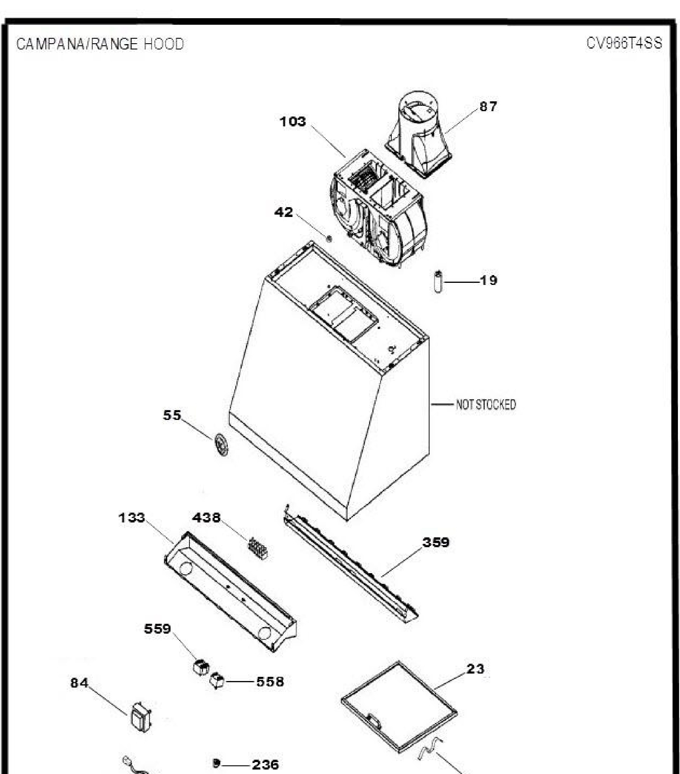 CV966T4SS Exploded View 1 appliance exploded-view parts diagram