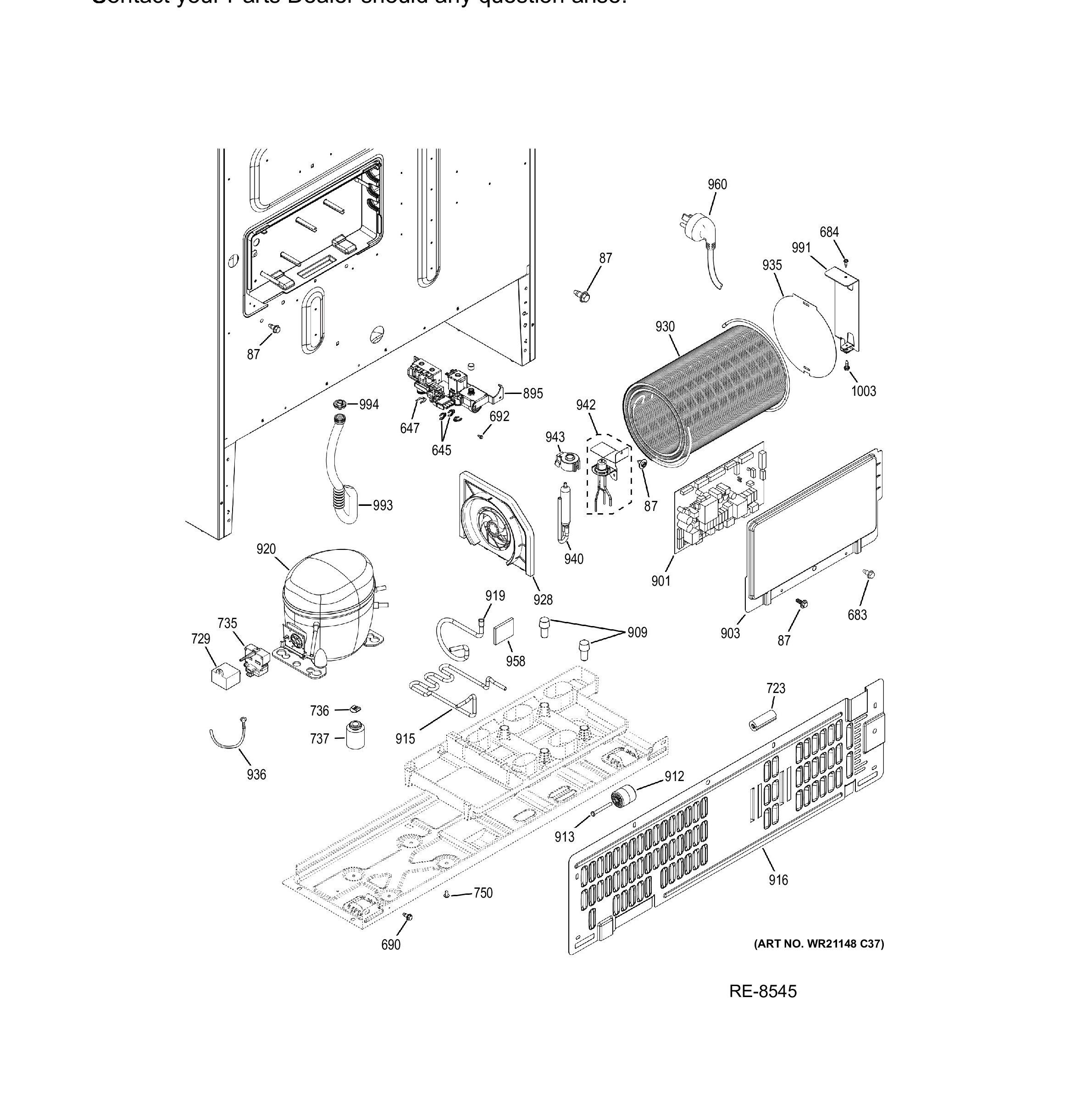 CWE23SP2MGS1 Exploded View 11 appliance exploded-view parts diagram