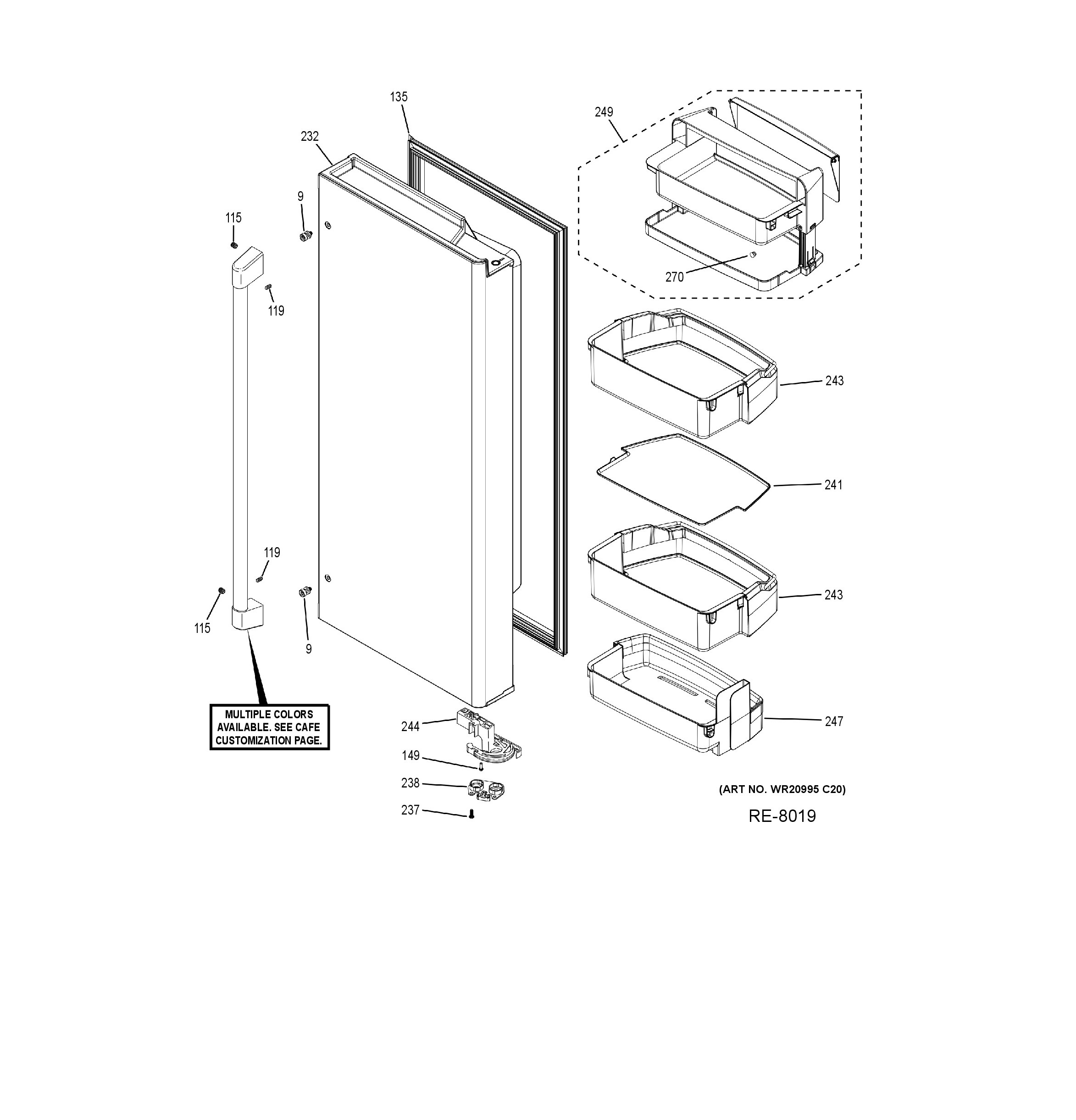 CYE22TP2MNS1 Exploded View 5 appliance exploded-view parts diagram