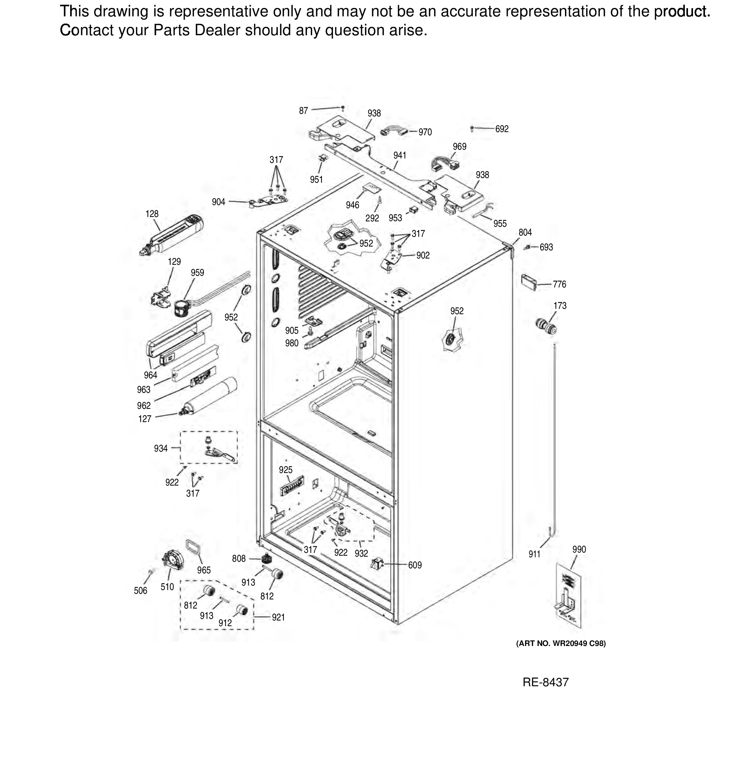 CYE22TP4MIW2 Exploded View 3 appliance exploded-view parts diagram