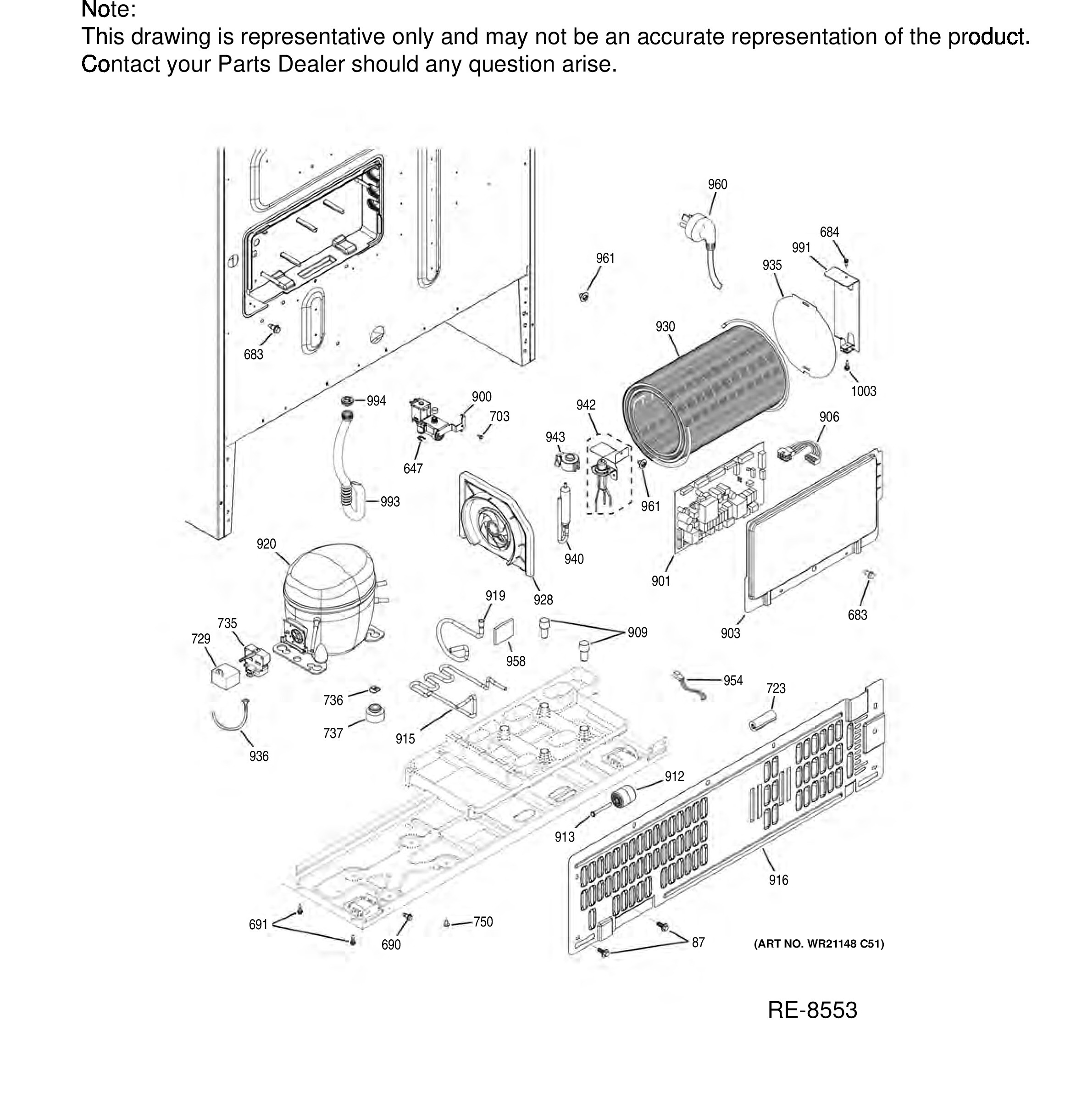 CYE22TP4MIW2 Exploded View 1 appliance exploded-view parts diagram