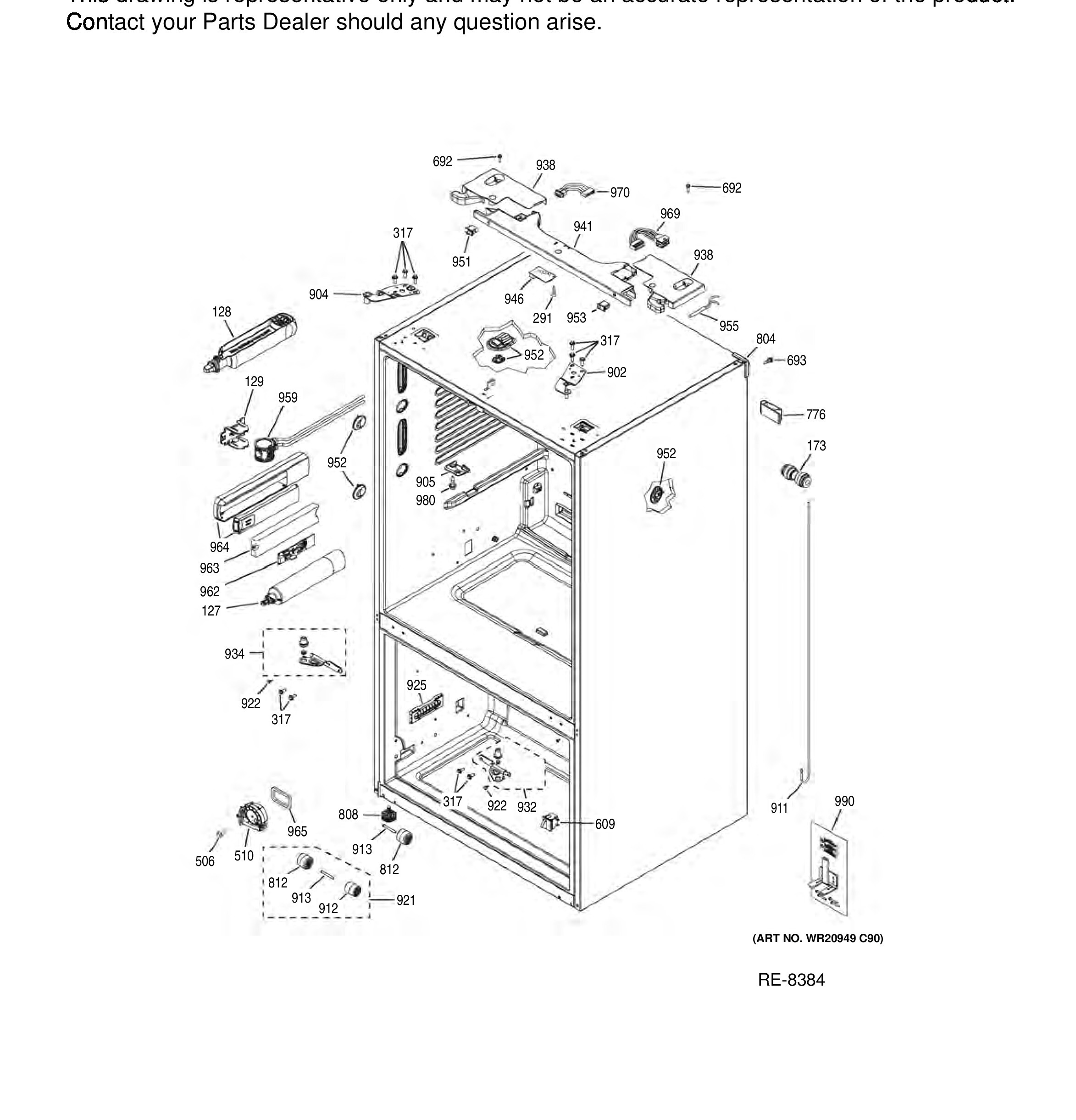 CYE22UP2MFS1 Exploded View 8 appliance exploded-view parts diagram