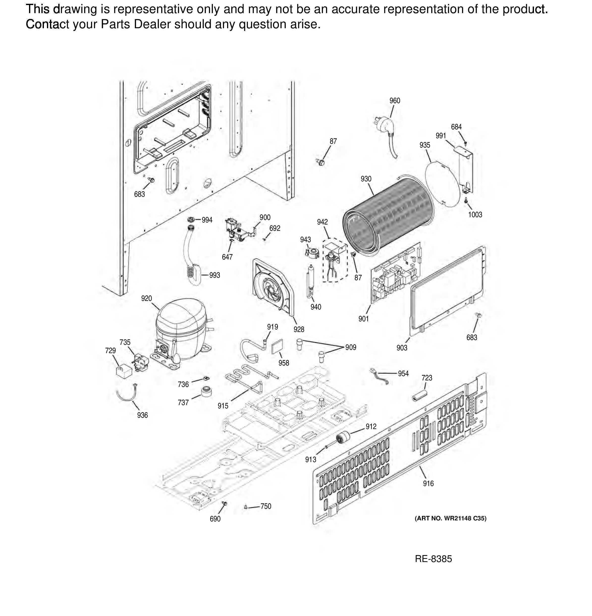 CYE22UP2MFS1 Exploded View 9 appliance exploded-view parts diagram