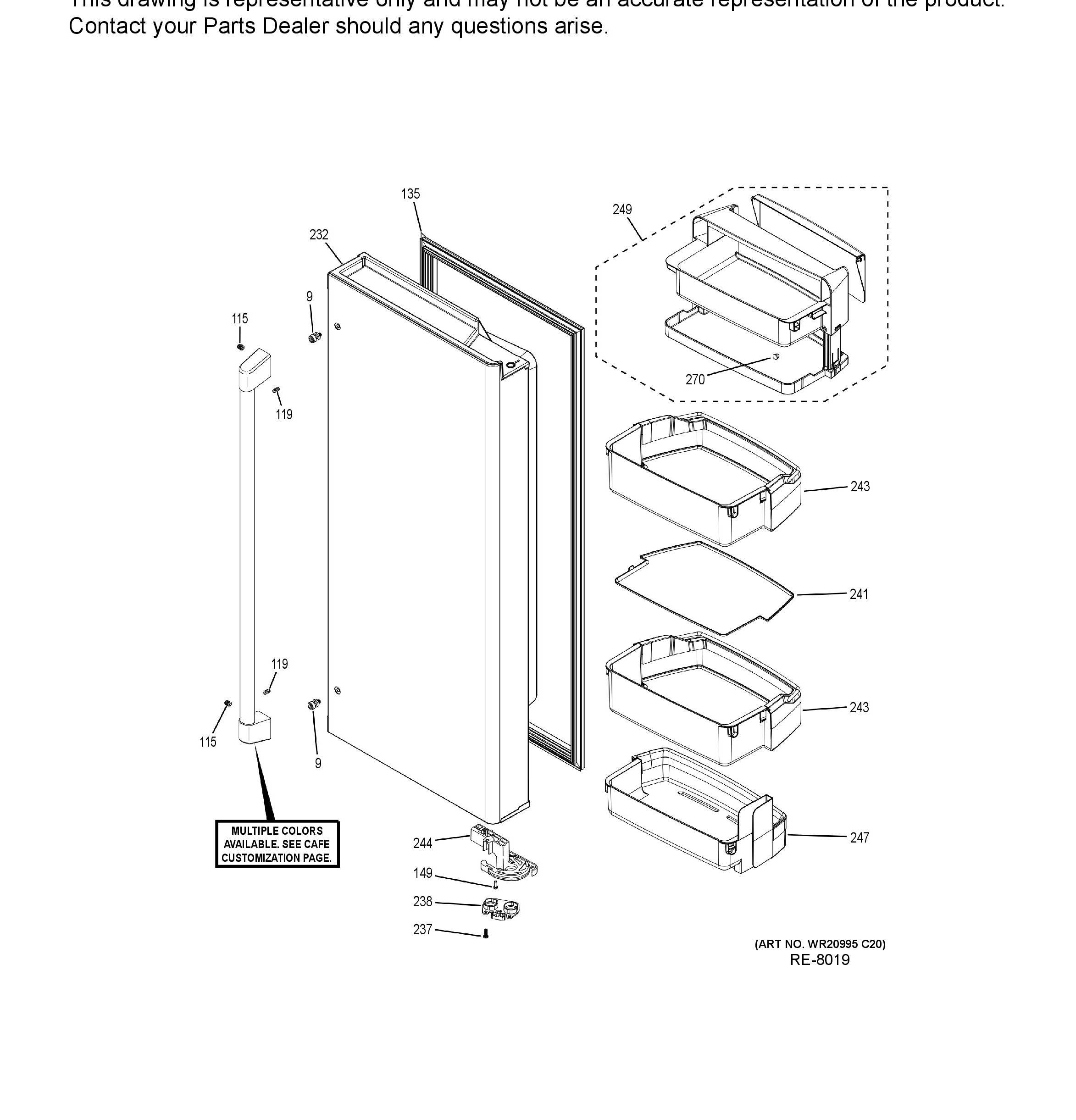 CYE22UP2MKS1 Exploded View 8 appliance exploded-view parts diagram