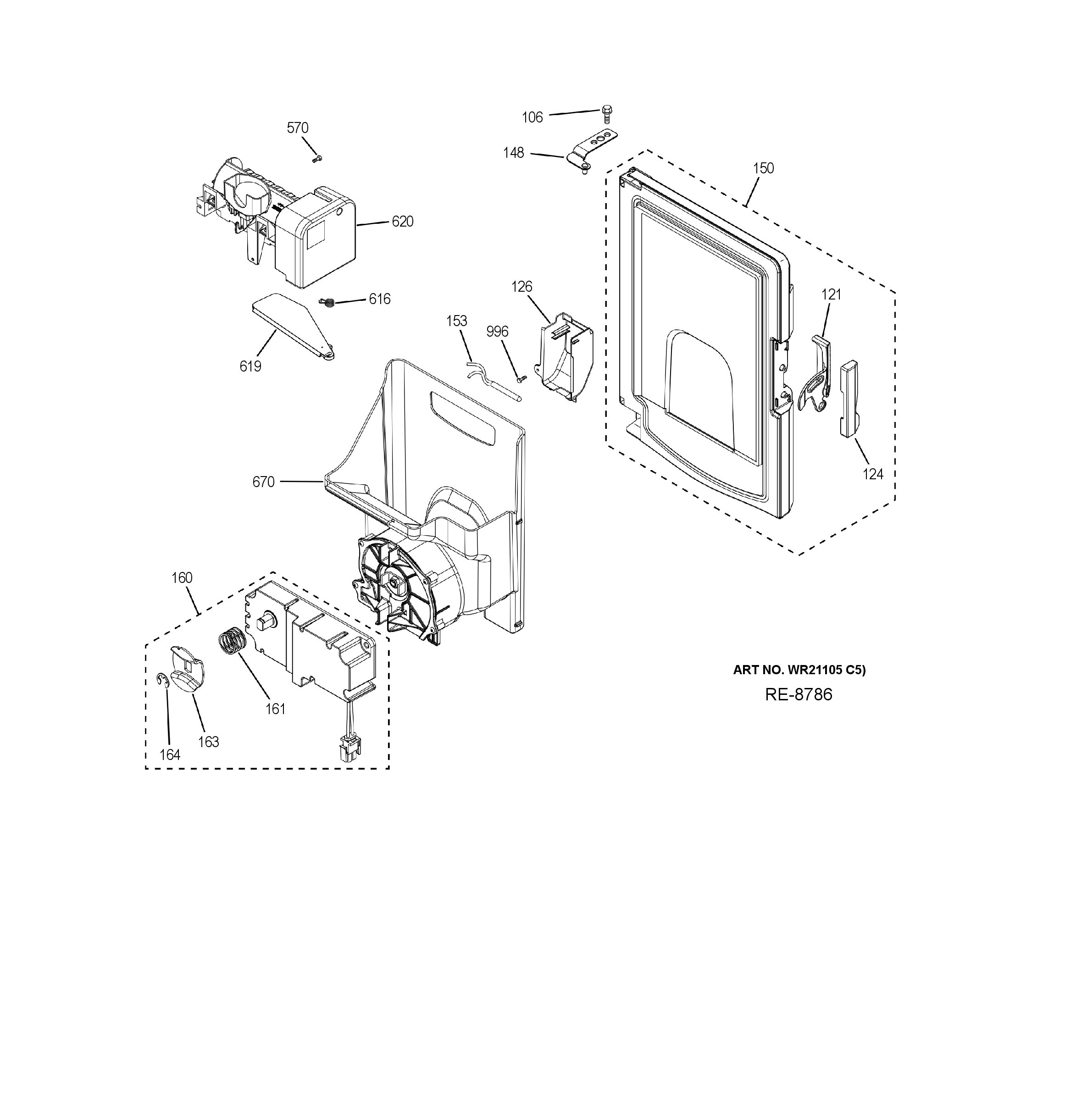 CYE22UP2MNS1 Exploded View 8 appliance exploded-view parts diagram