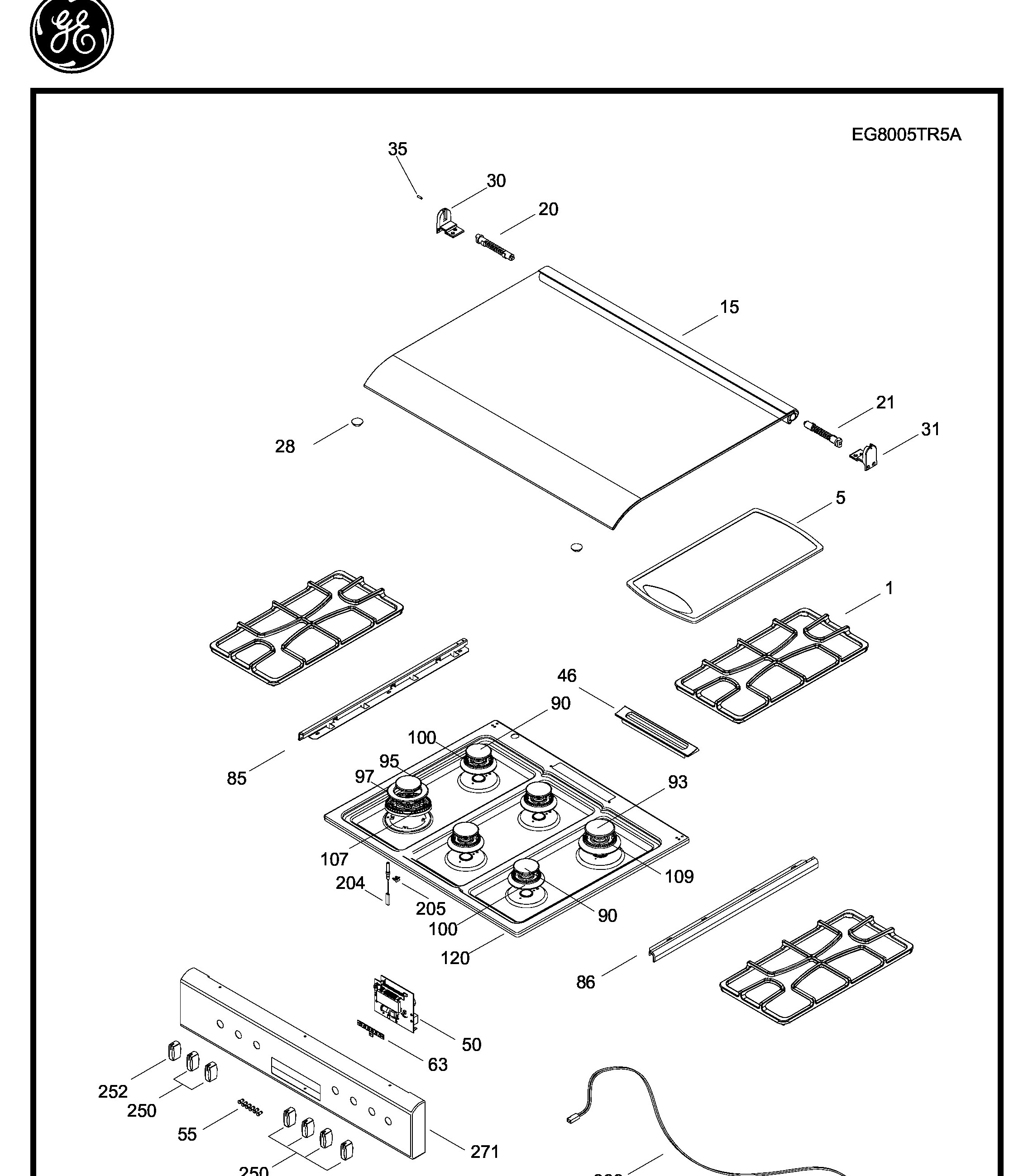 EG8005TR5A Exploded View 1 appliance exploded-view parts diagram