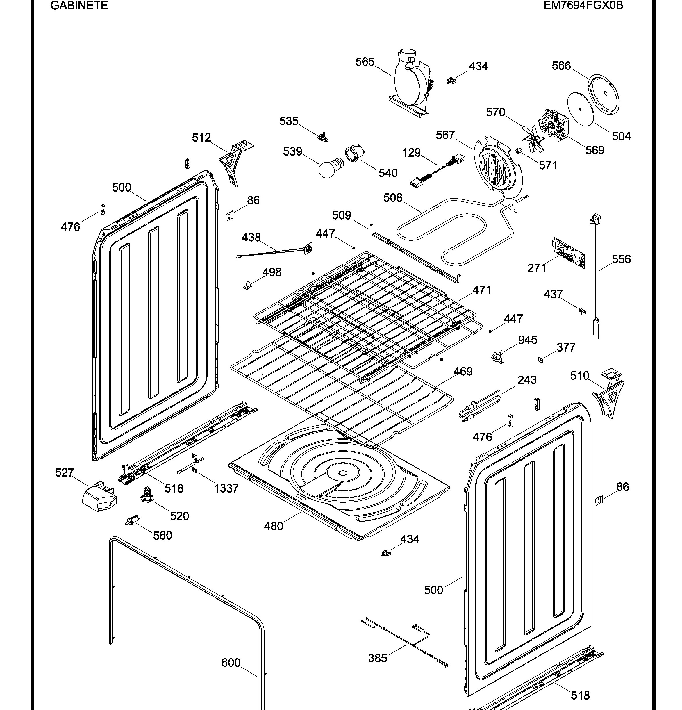 EM7694FGX0B Exploded View 3 appliance exploded-view parts diagram