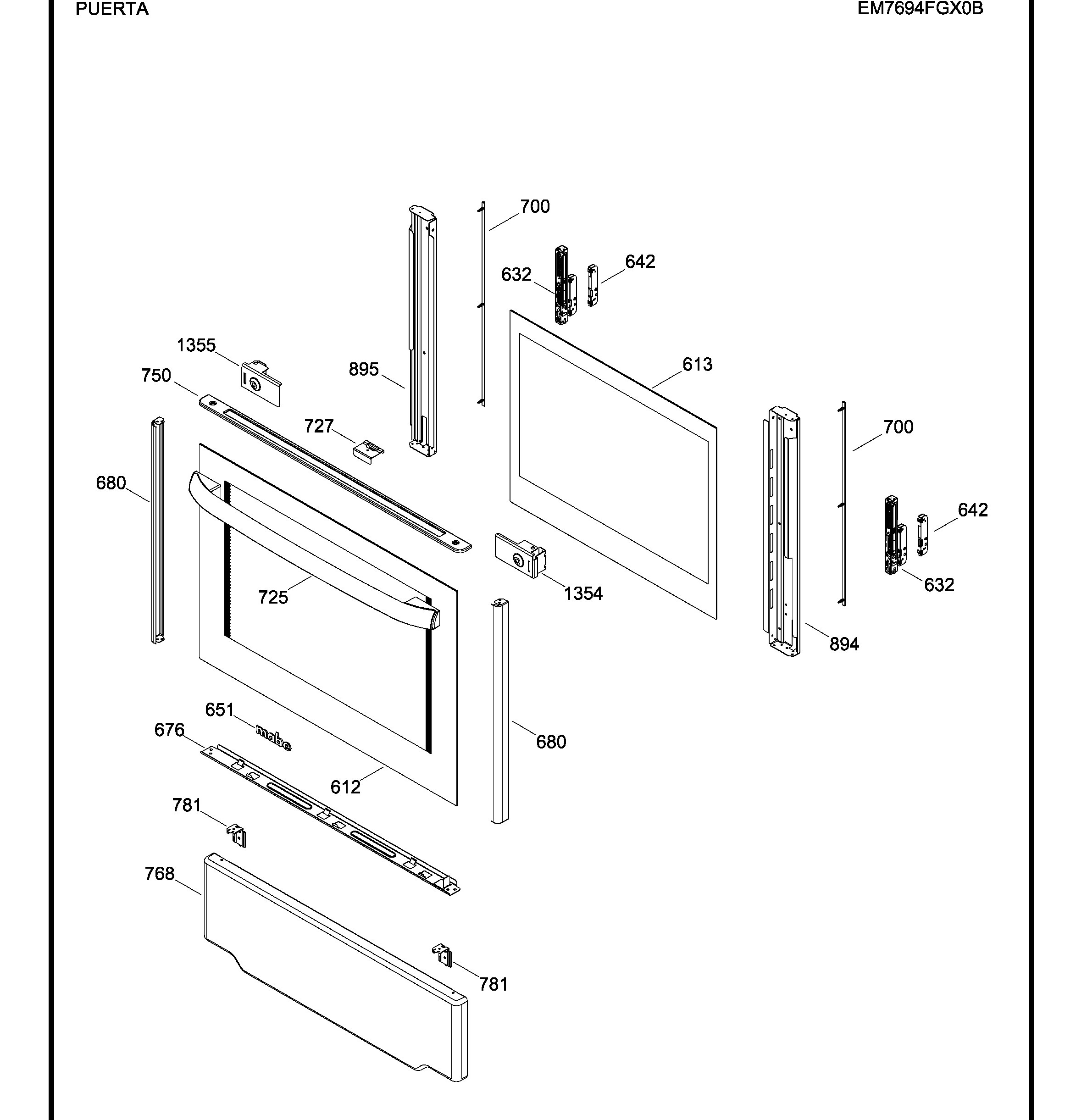 EM7694FGX0B Exploded View 4 appliance exploded-view parts diagram