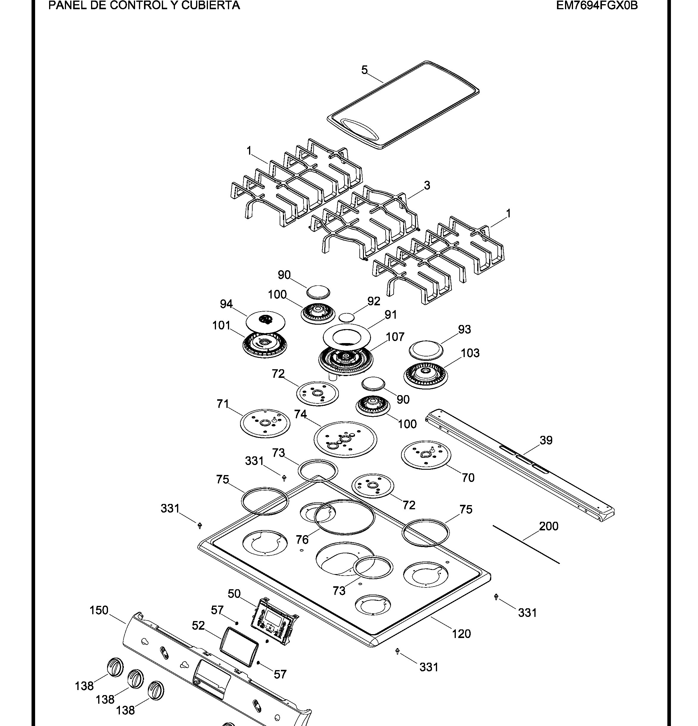 EM7694FGX0B Exploded View 1 appliance exploded-view parts diagram