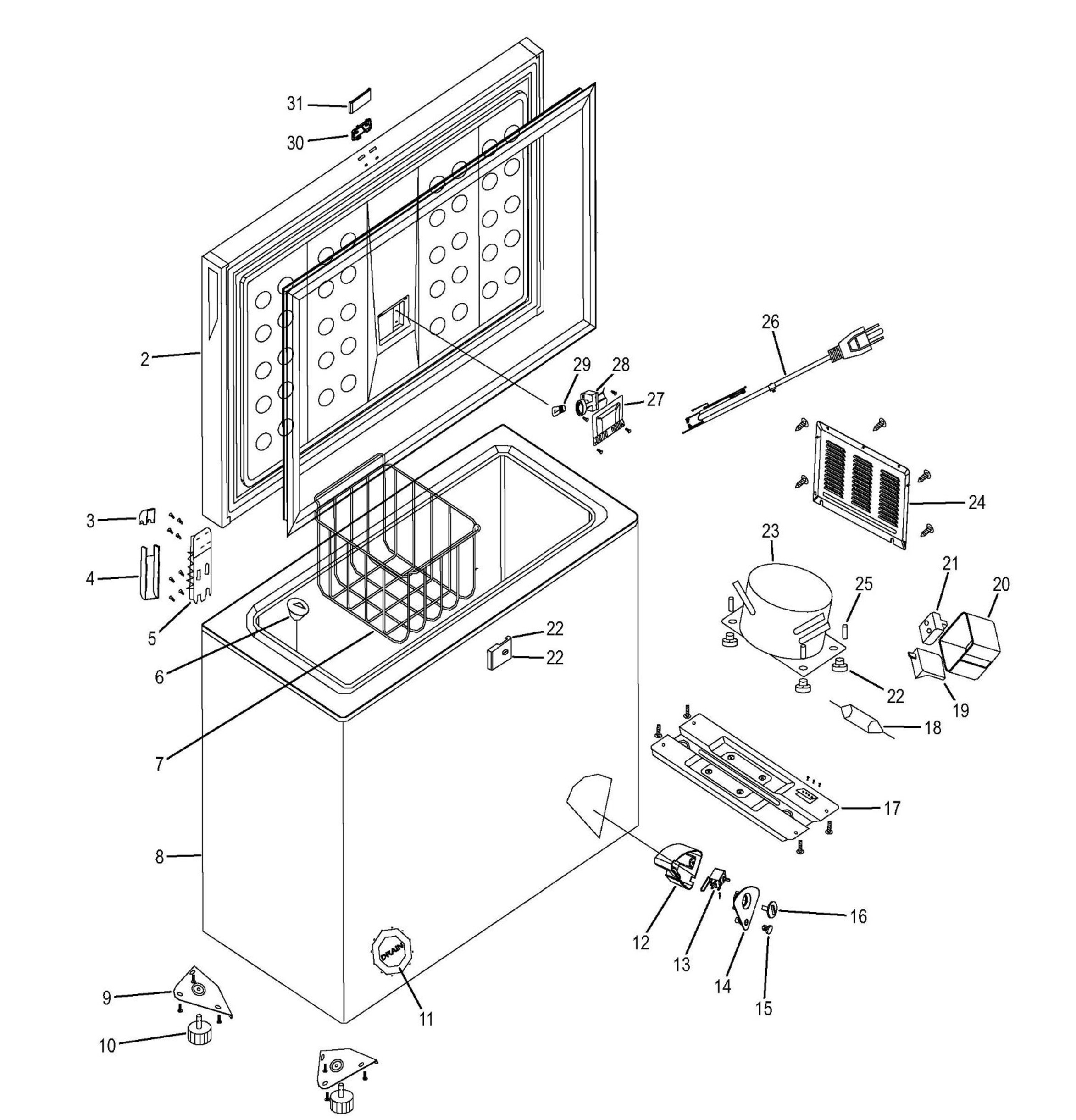 FCM7SHBWW Exploded View 1 appliance exploded-view parts diagram
