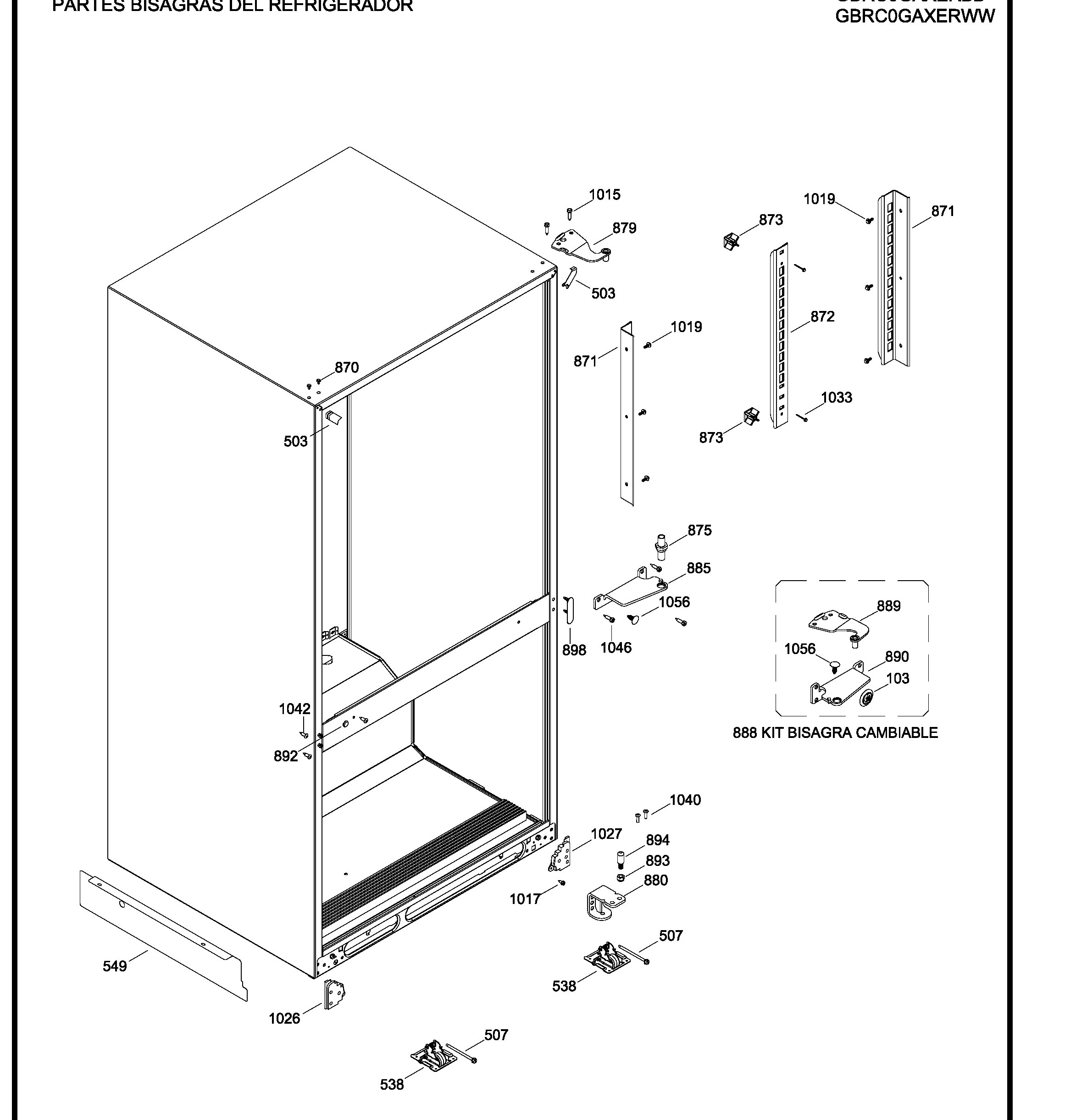 GBRC0GAXERBB Exploded View 7 appliance exploded-view parts diagram