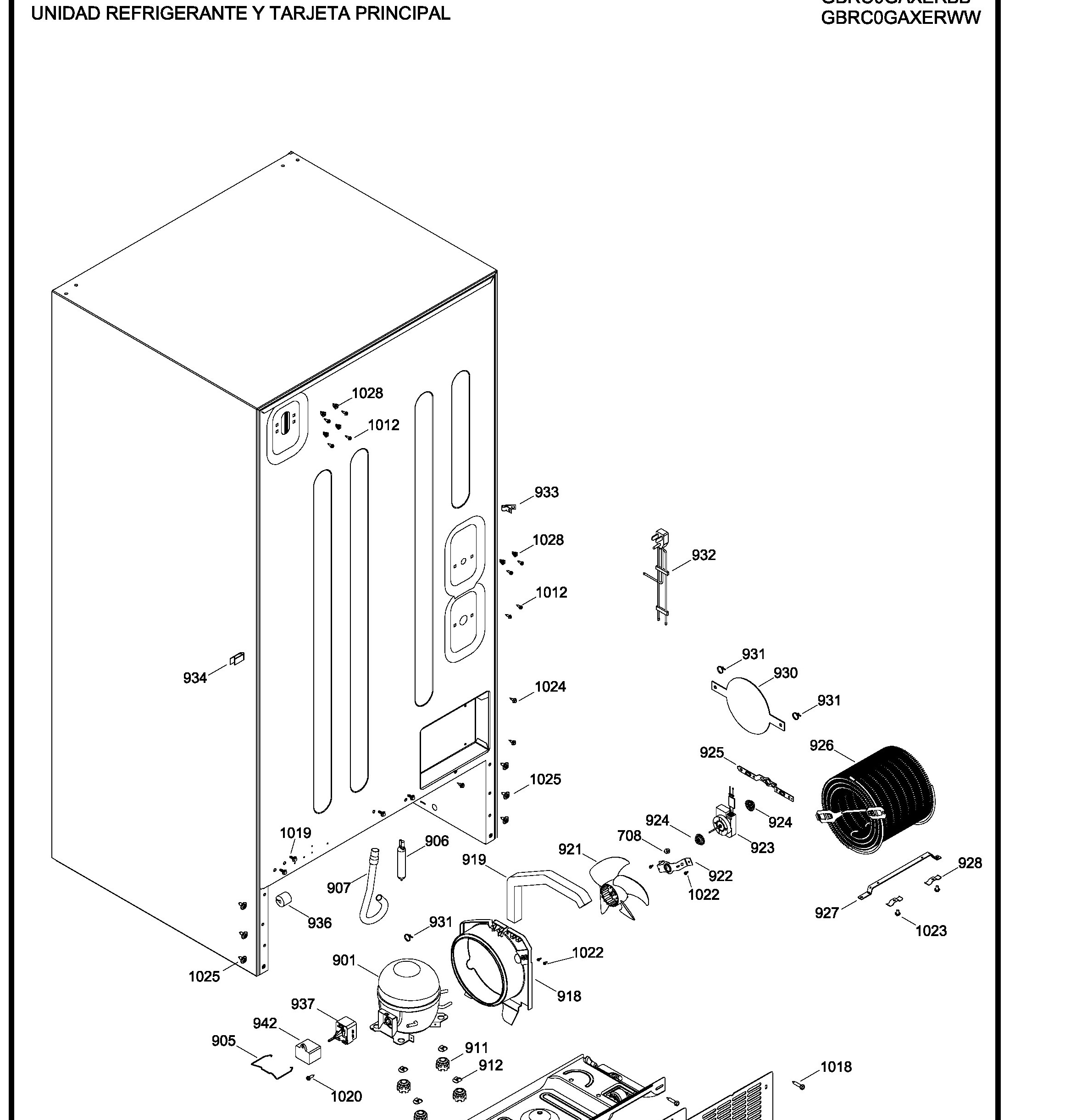 GBRC0GAXERWW Exploded View 8 appliance exploded-view parts diagram