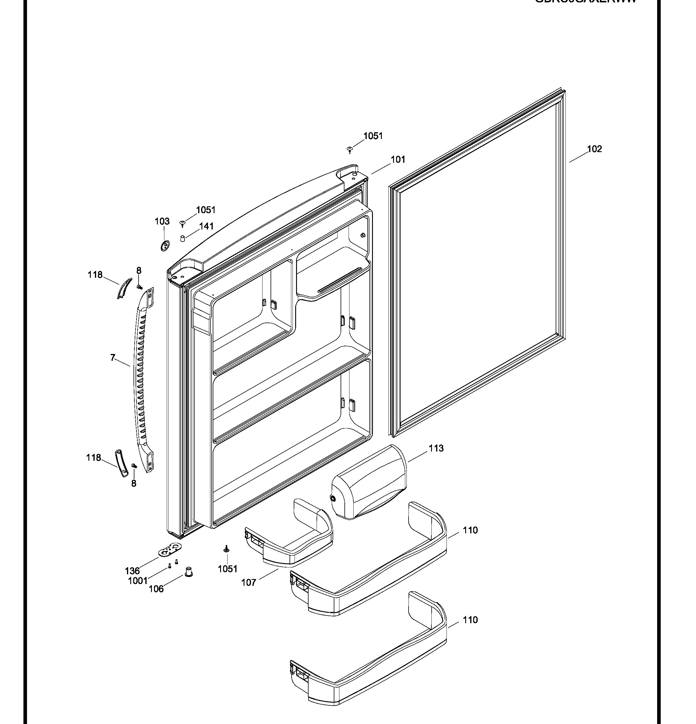 GBRC0GAXERWW Exploded View 2 appliance exploded-view parts diagram