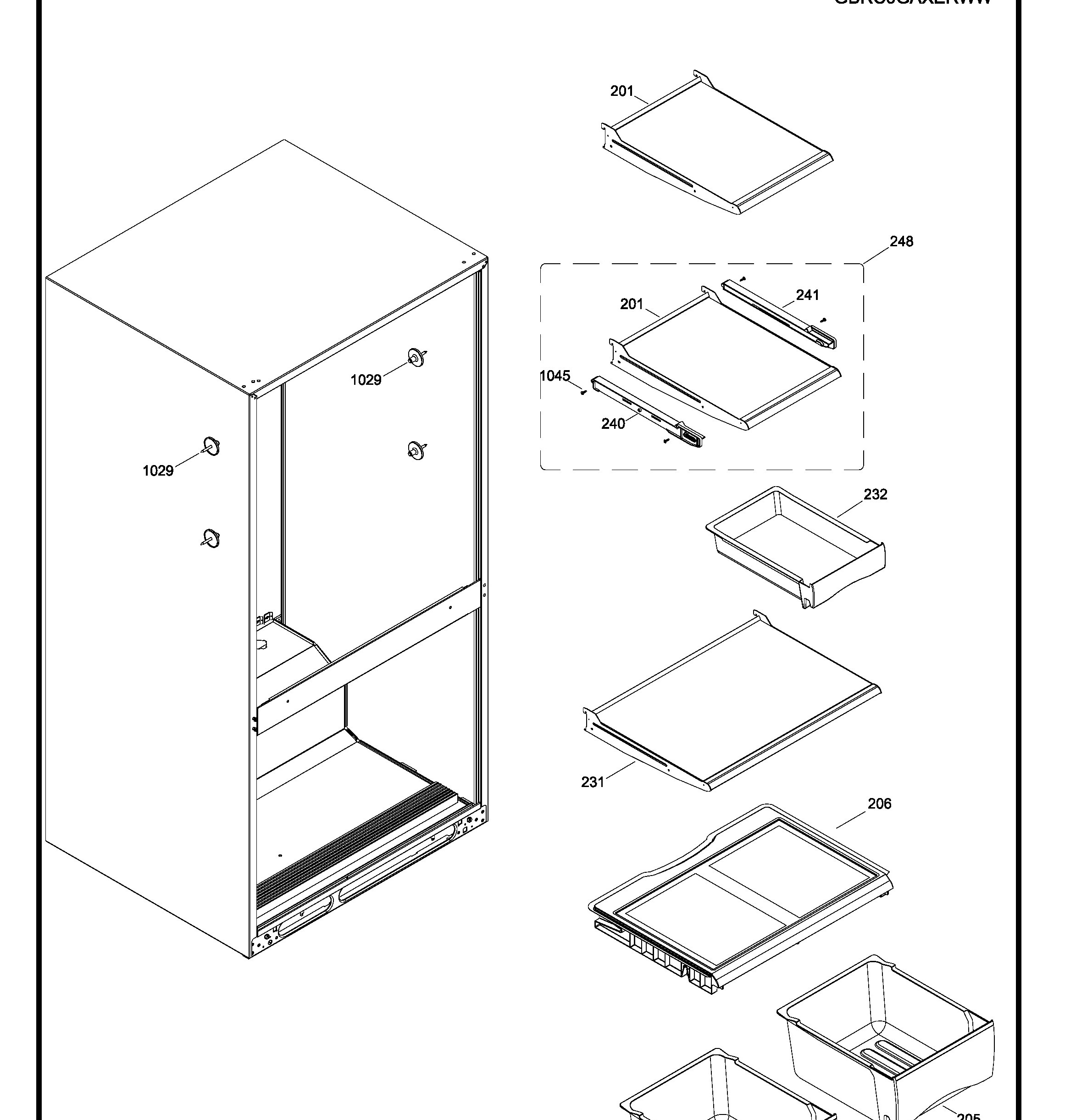 GBRC0GAXERWW Exploded View 3 appliance exploded-view parts diagram