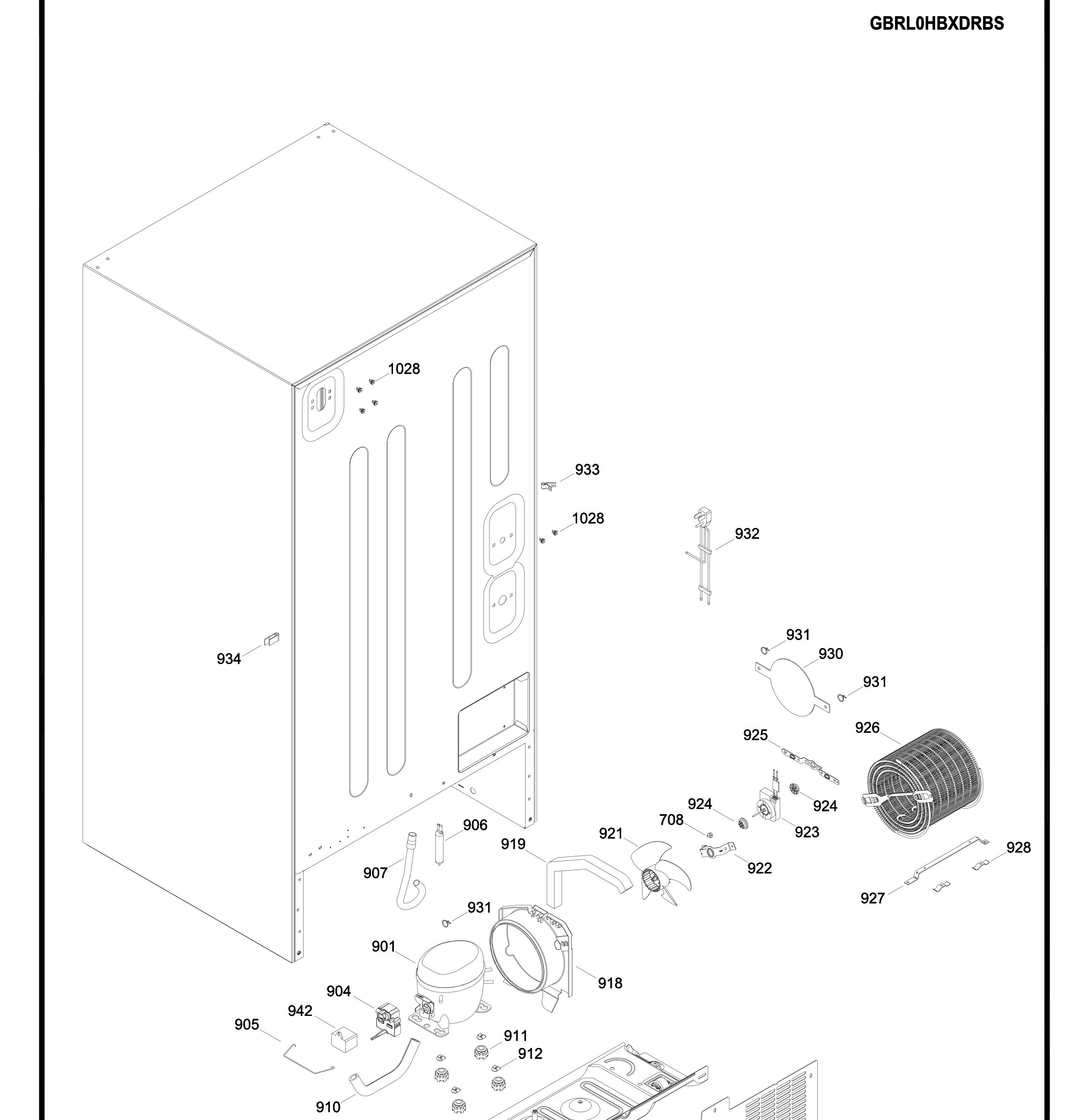 GBRL0HBXCRBS Exploded View 8 appliance exploded-view parts diagram
