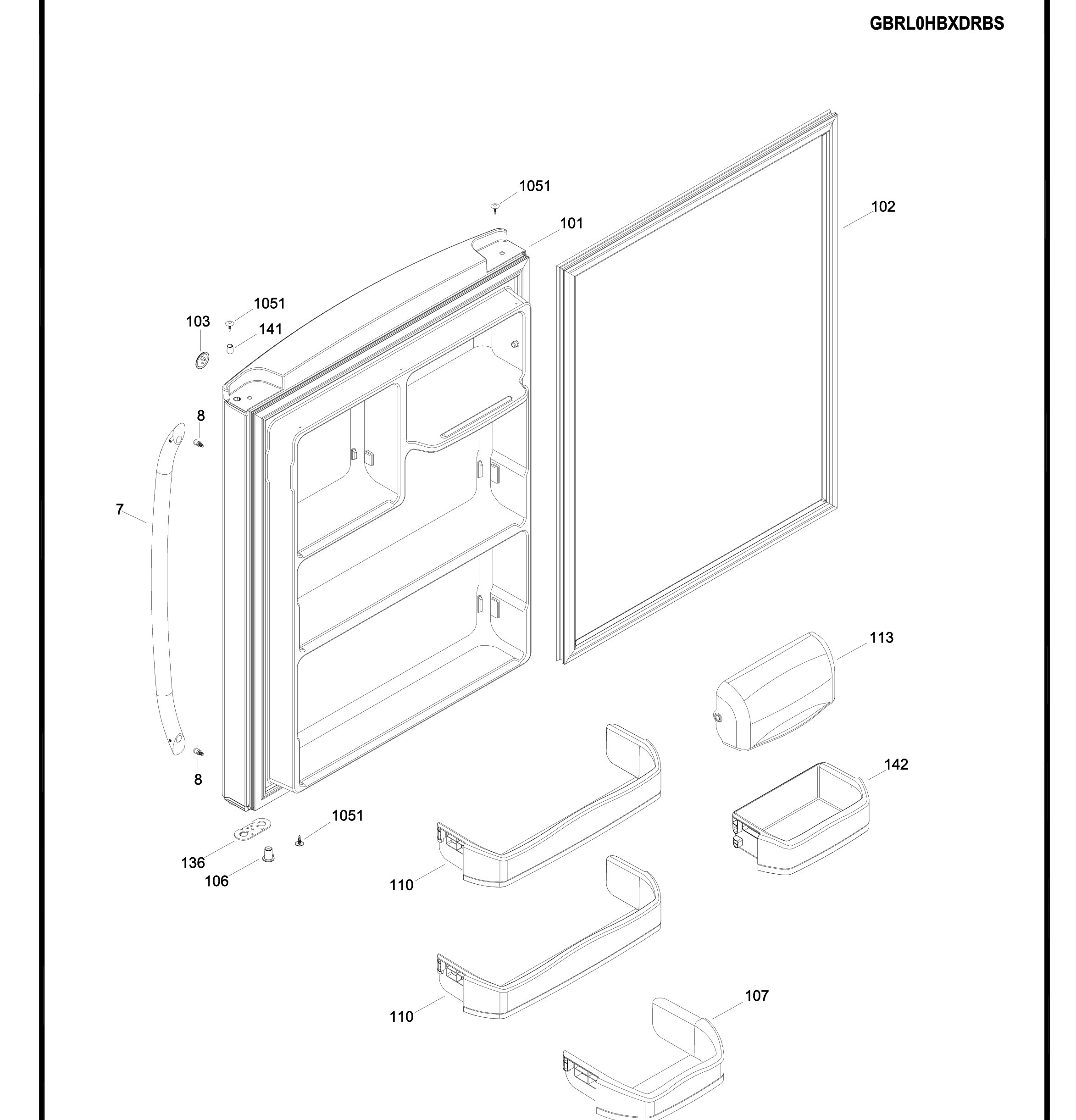 GBRL0HBXCRBS Exploded View 2 appliance exploded-view parts diagram