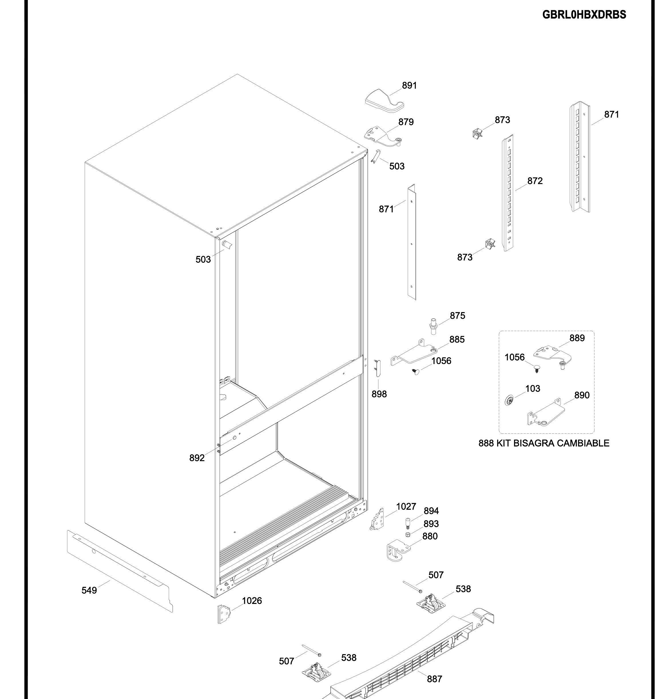 GBRL0HBXCRBS Exploded View 7 appliance exploded-view parts diagram