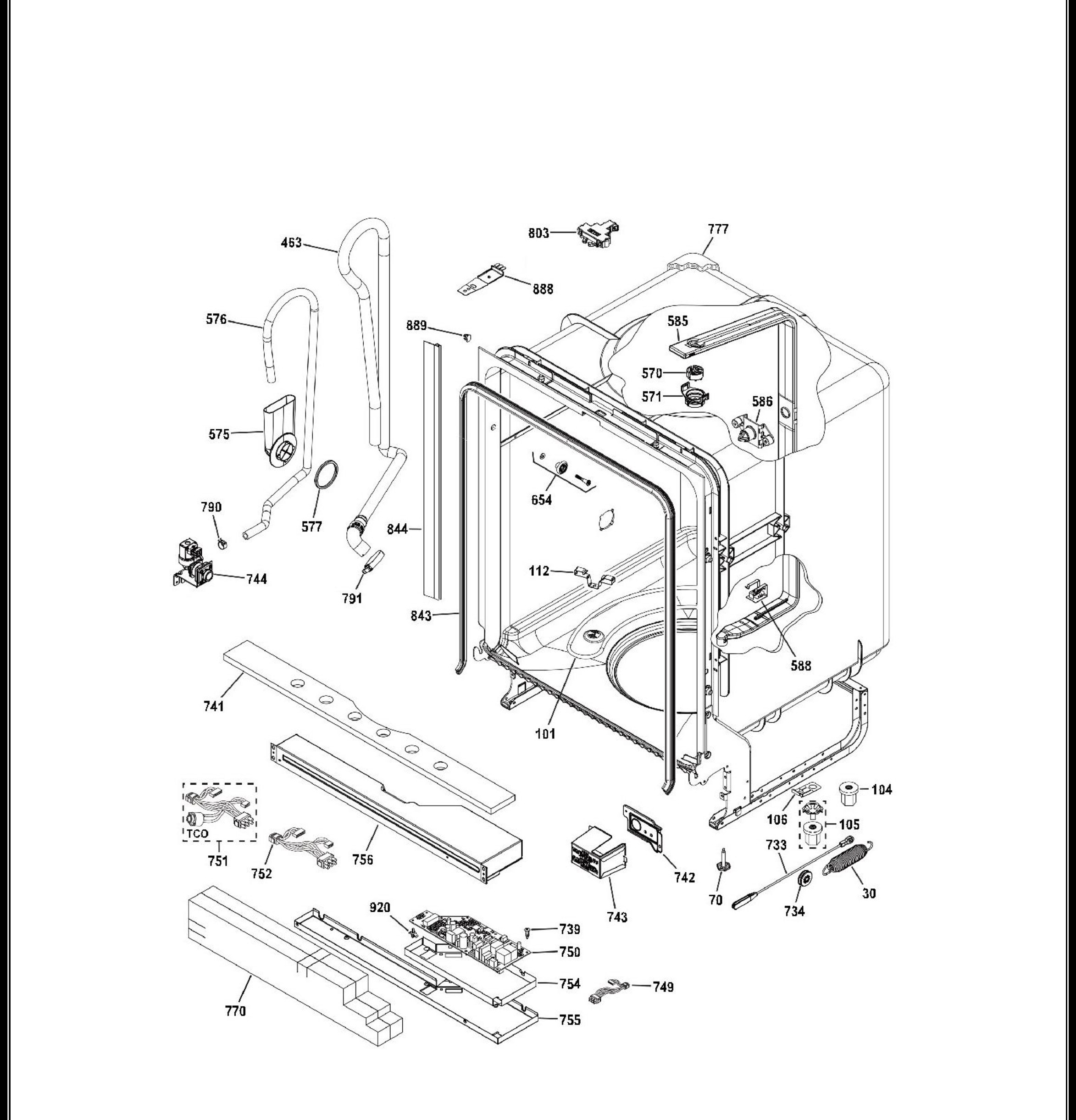 GDF610PMJ0ES Exploded View 2 appliance exploded-view parts diagram