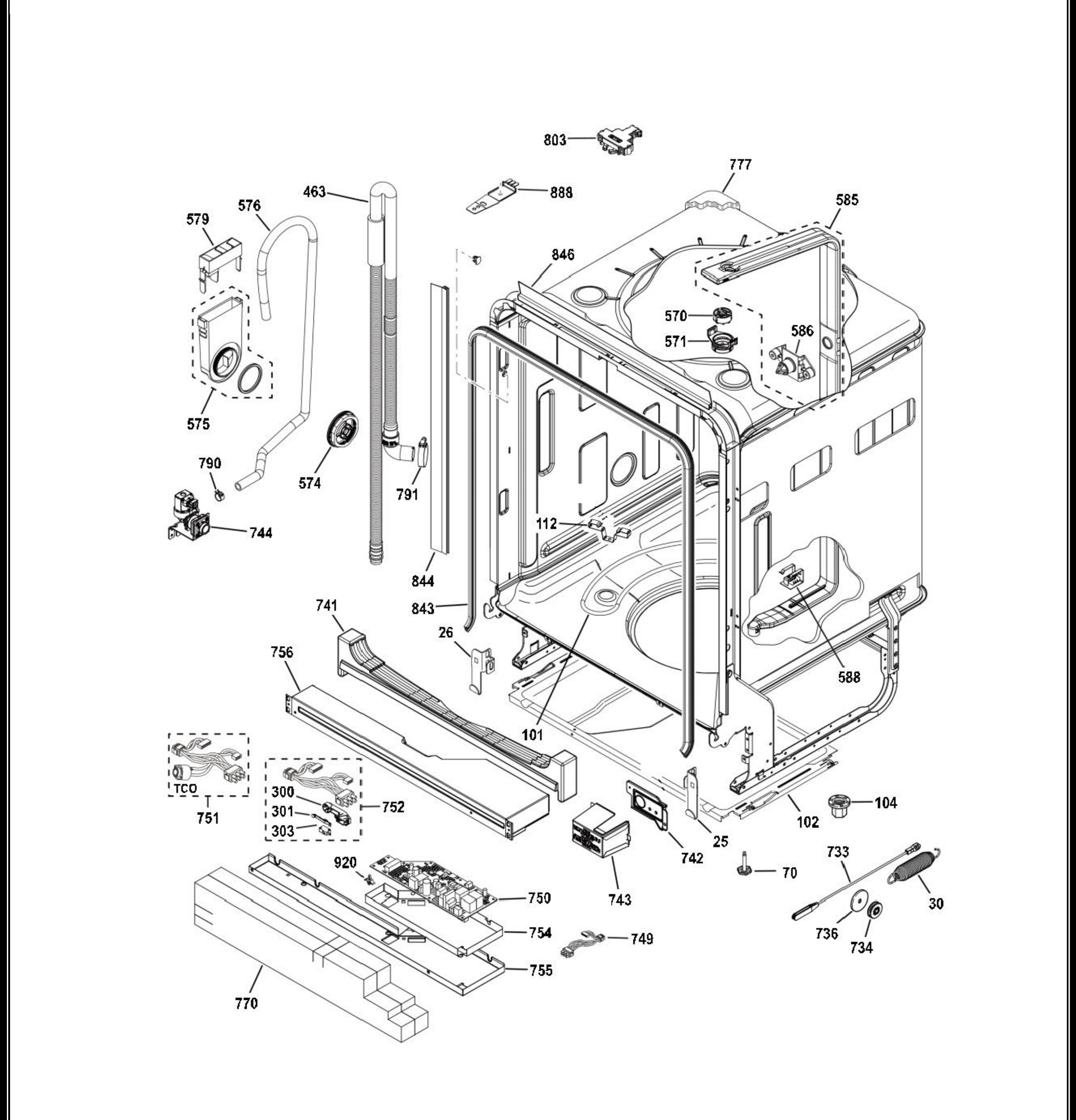 GDF650SMJ0ES Exploded View 2 appliance exploded-view parts diagram