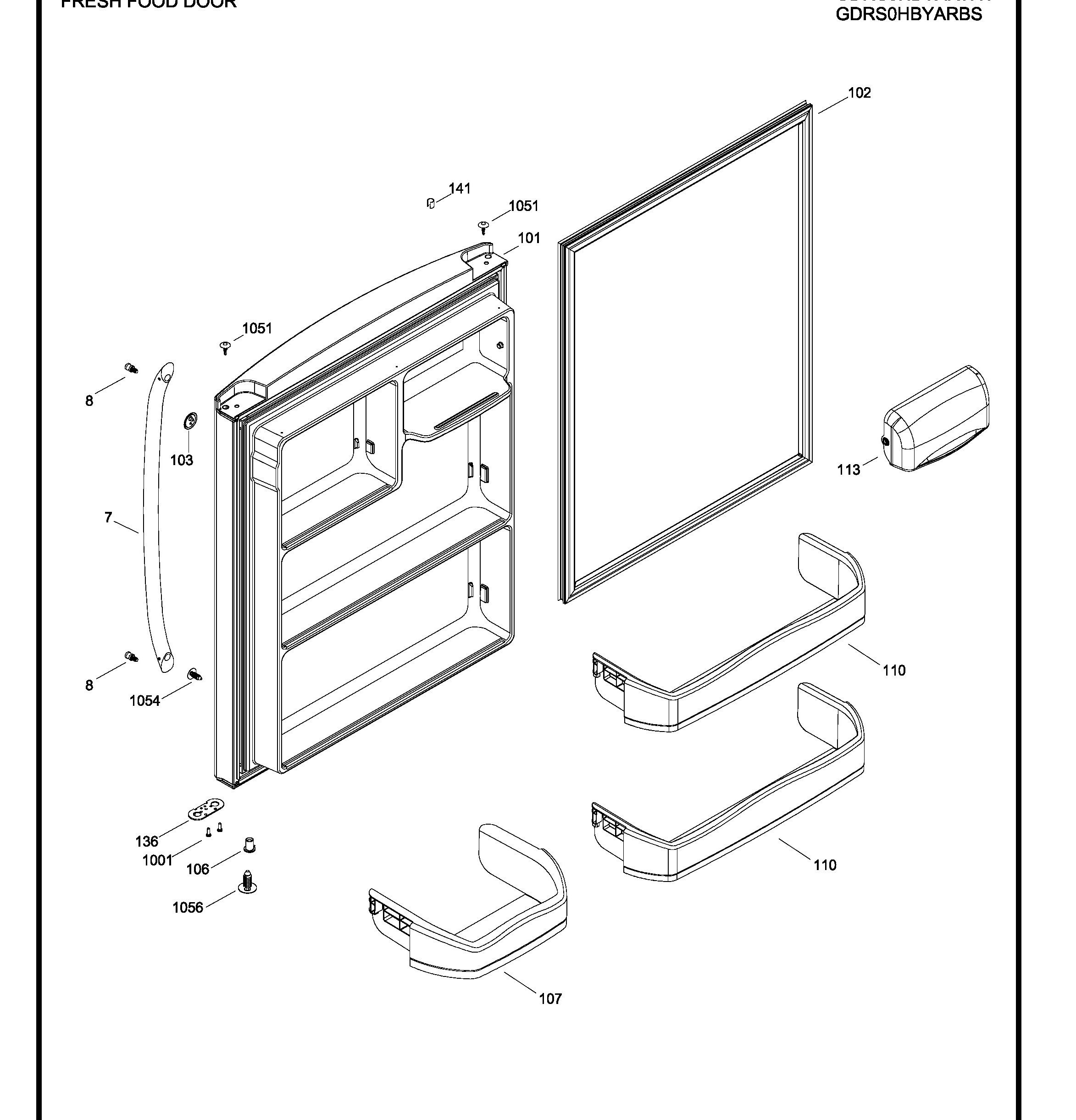 GDRC0HBYARWW Exploded View 2 appliance exploded-view parts diagram