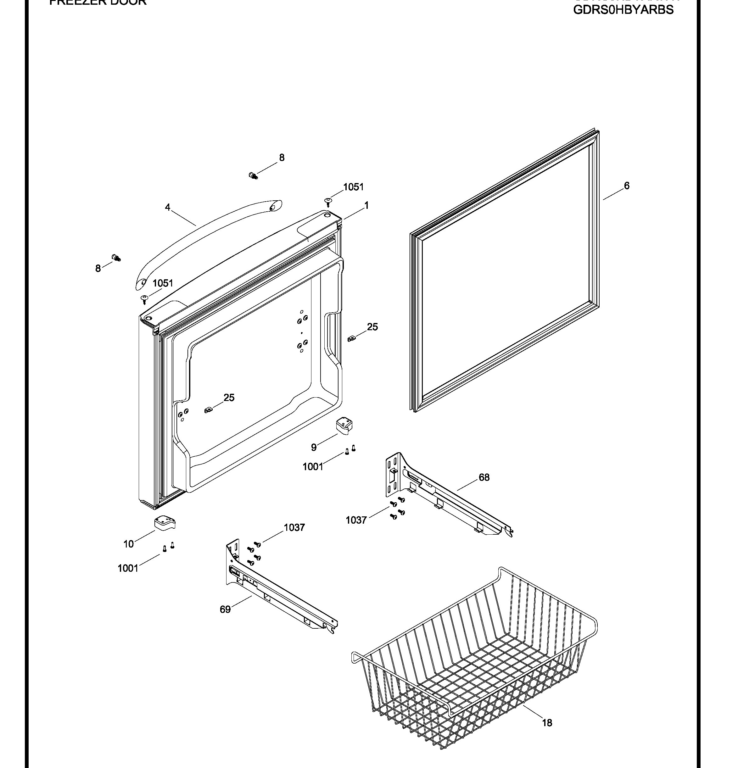 GDRC0HBYARWW Exploded View 1 appliance exploded-view parts diagram