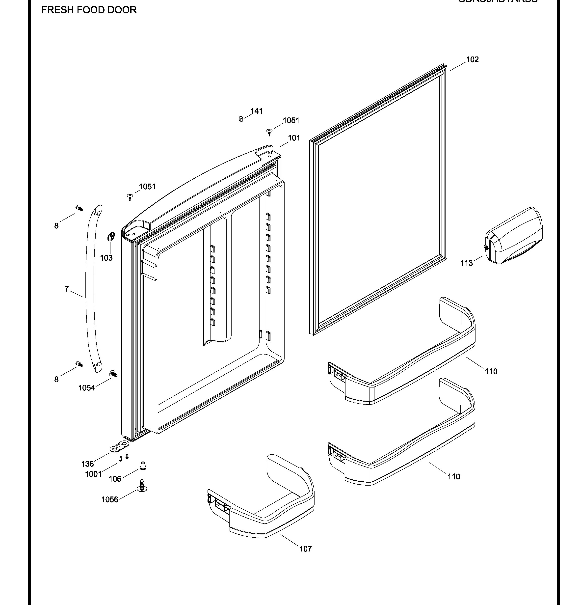 GDRS0HBYARBS Exploded View 2 appliance exploded-view parts diagram